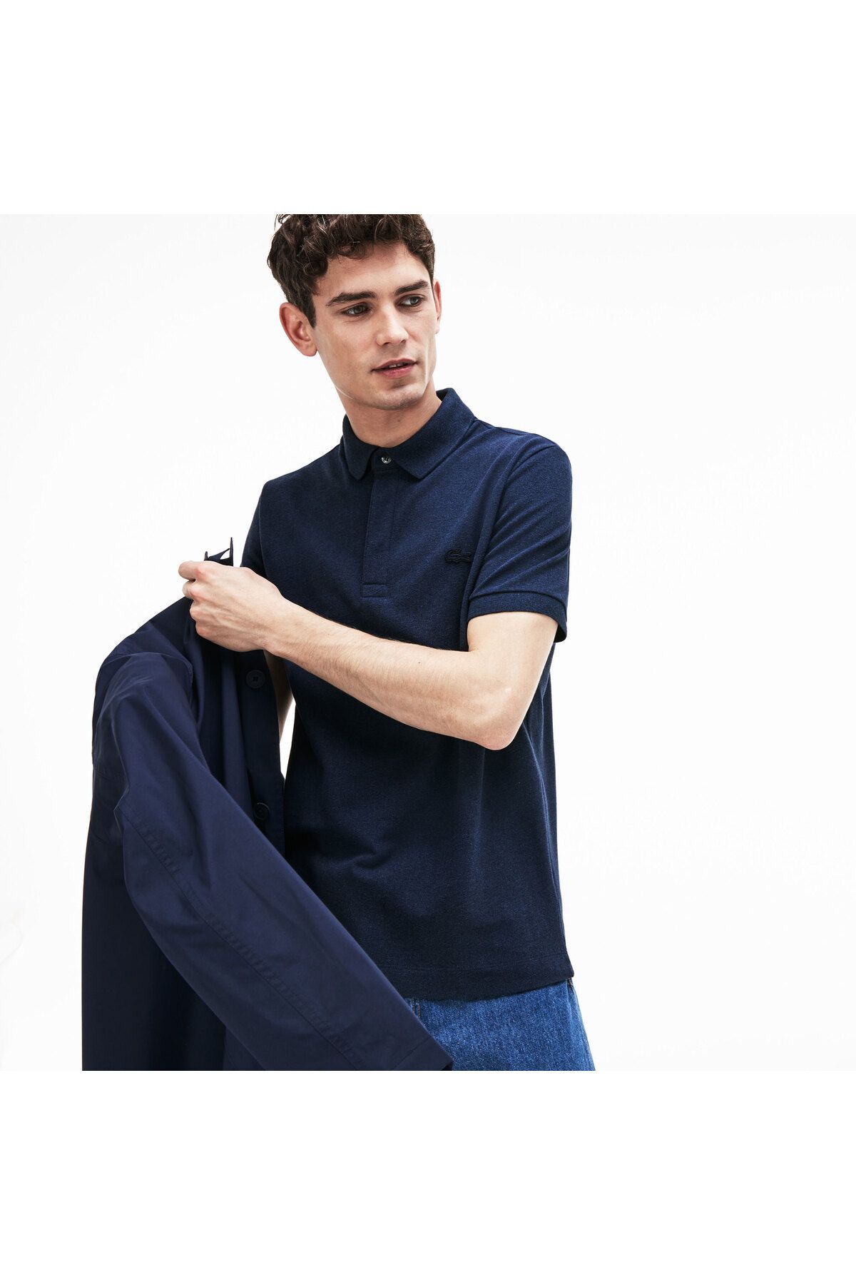 تی شرت یقه پولو آبی مردانه چوگان مناسب و Lacoste