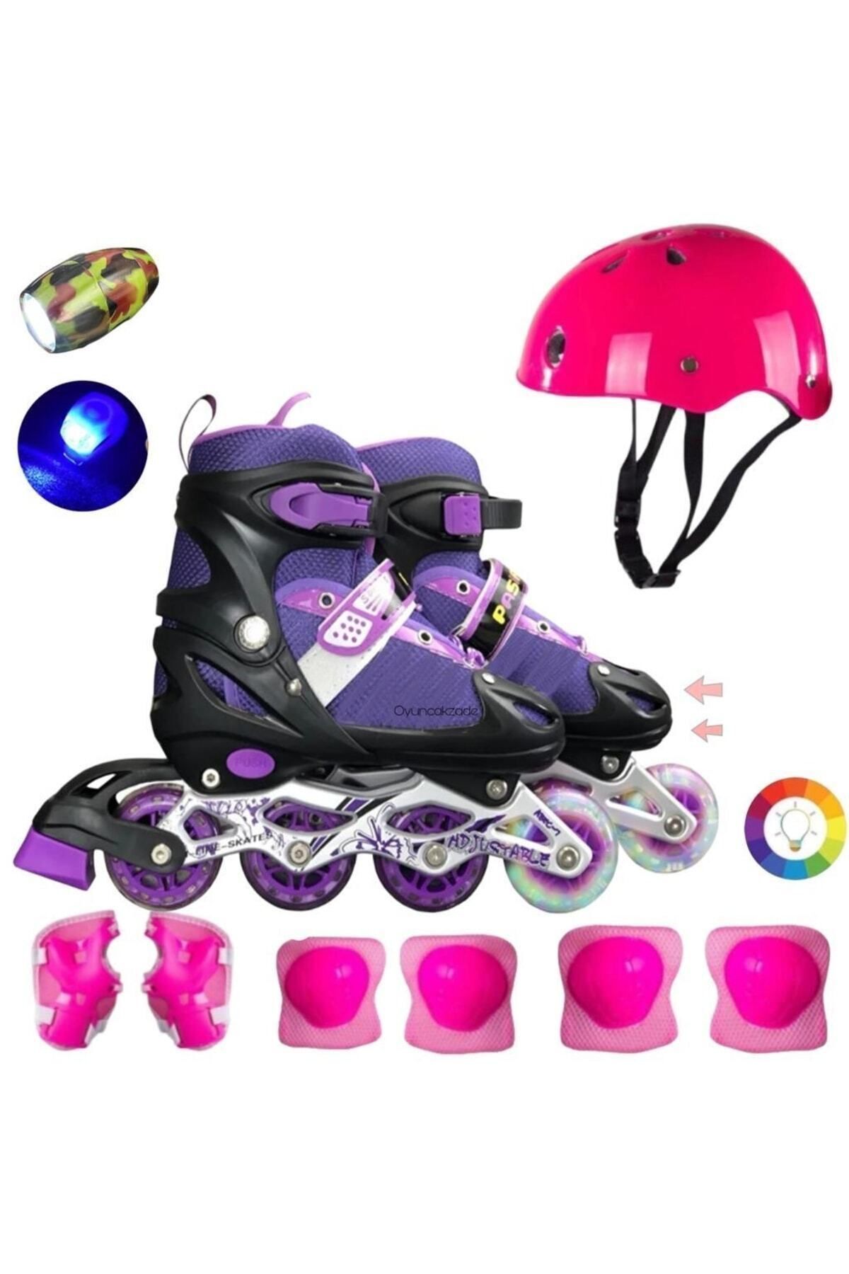 Depomiks Avm-Purple Light Wheel Adjustable Children's Exercise Skate 2 Functions LED Flashlight Helmet Knee Pad Full Set 1