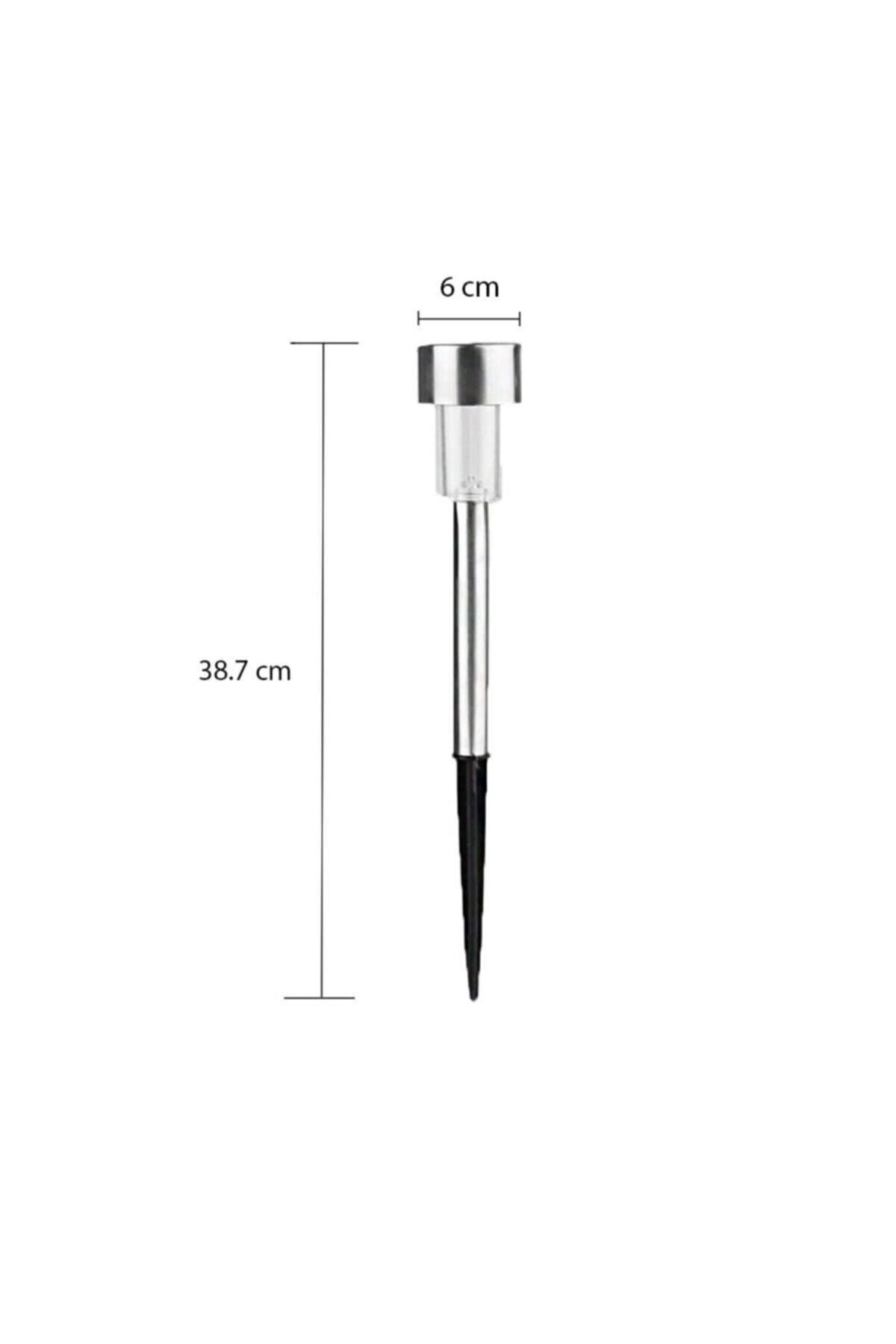 Güneş Enerjili Bahçe Lambası Krom Saplama 10'lu Set