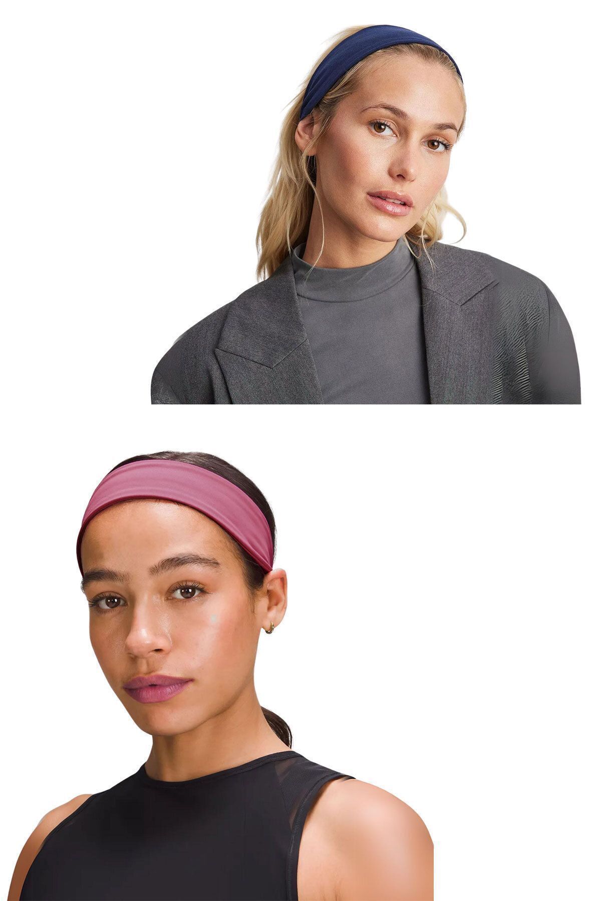 2-Piece Combination Hair Band Women & Men Bandana Yoga Pilates Sports Headband Set Pink & Indigo Melange