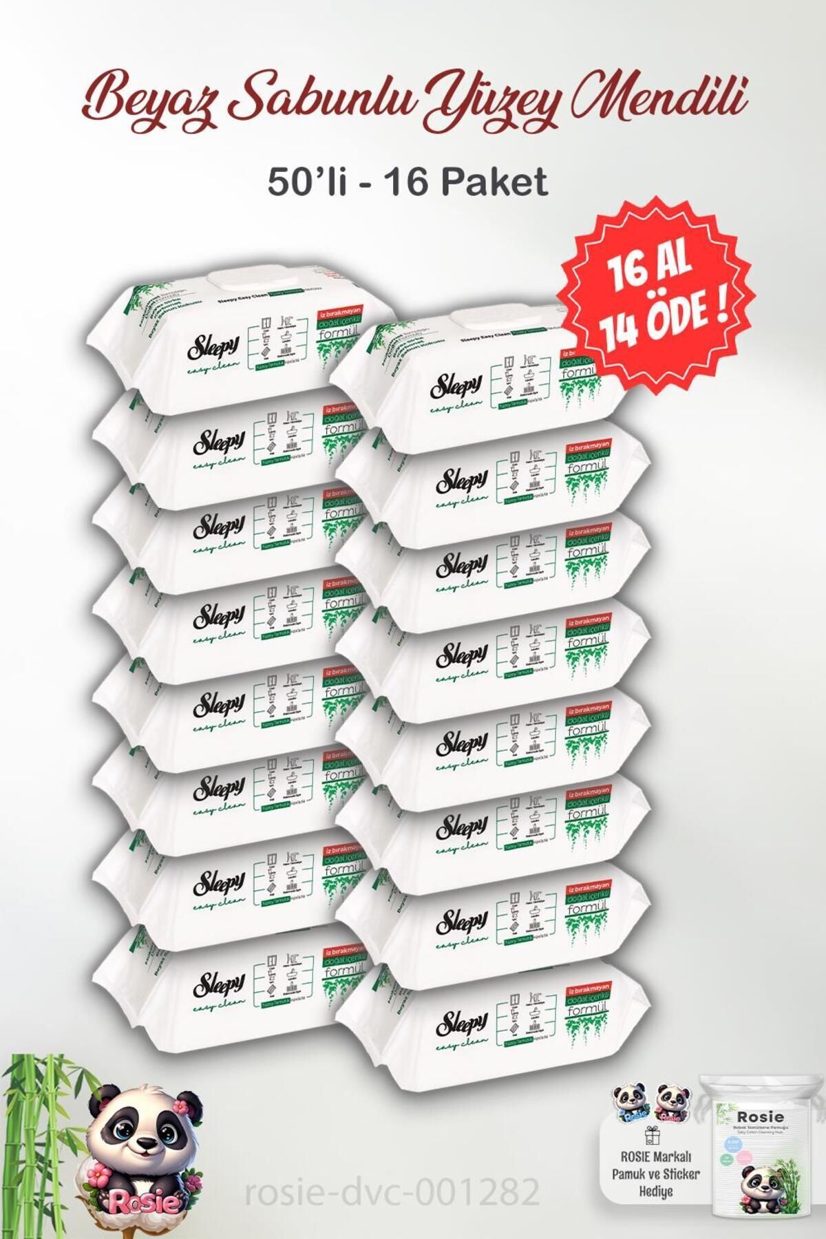 Sleepy 16 AL 14 ÖDE Sleepy Easy Clean Yüzey Temizlik Havlusu 50' li ve ROSIE