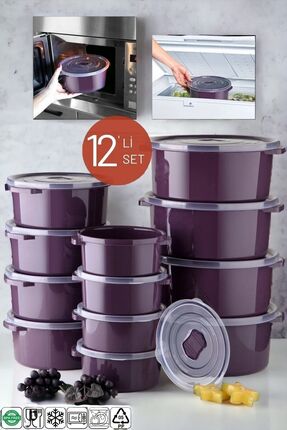 NY HOME Mikrodalga Ve Difrizde Kullanılabilen Saklama Kabı Seti Yuvarlak 12'l...