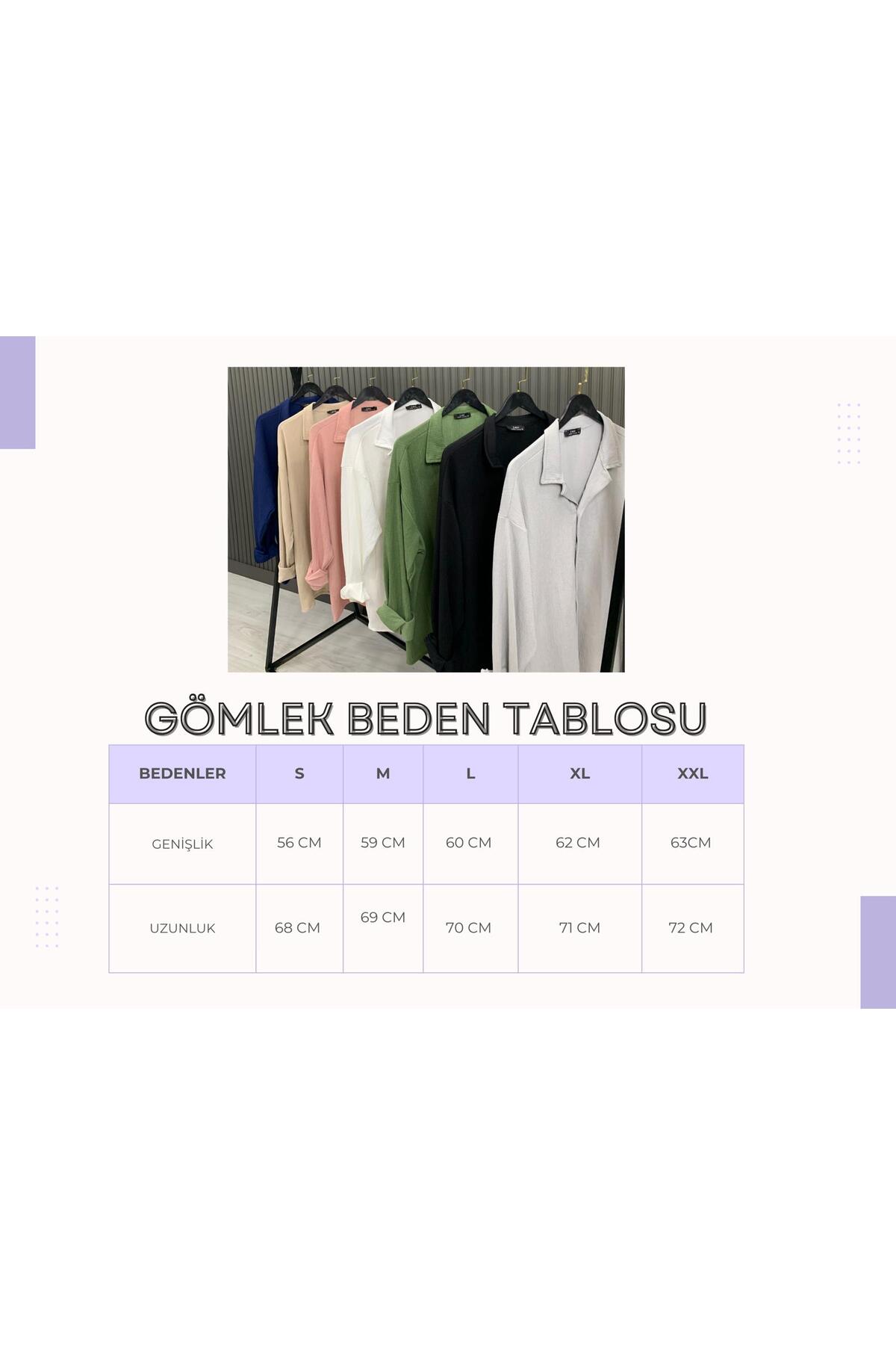 NO 601  Kadın Beyaz Oversize Bürümcük Kumaş Gömlek - Görsel 4