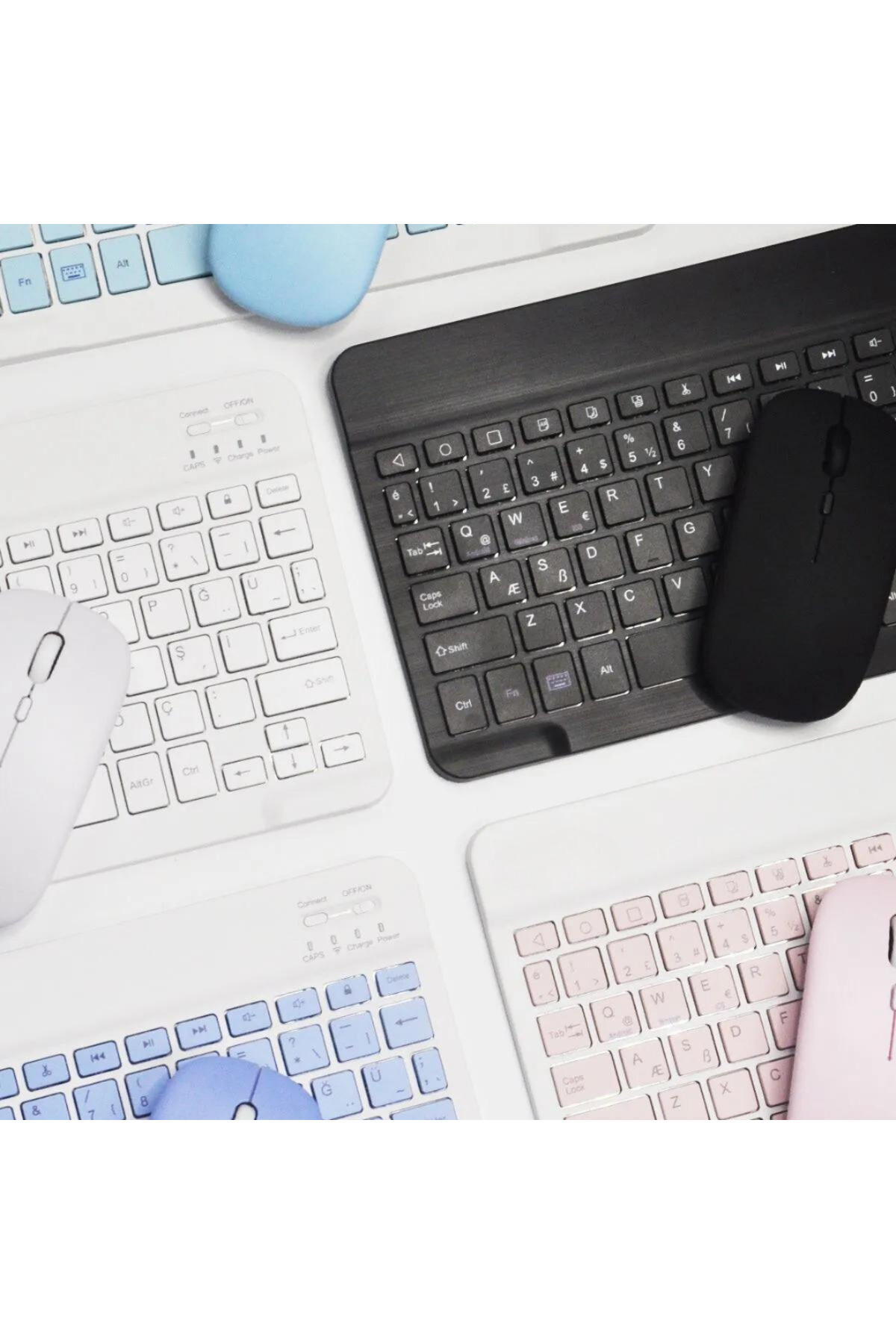 Bluetooth Kablosuz Klavye Ve Mouse Seti Kablosuz Klavye Renkli 150h Şarjlı 5