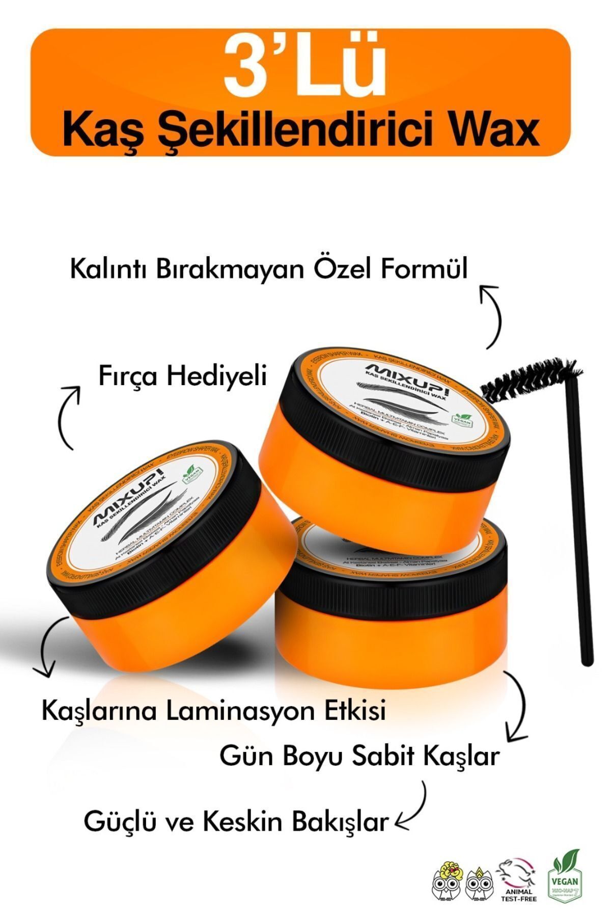 Mixup 3'Lü Kaş Şekillendirici Kalıntı Bırakmayan - Laminasyon Etkili Sabitleyici Wax 50 ml
