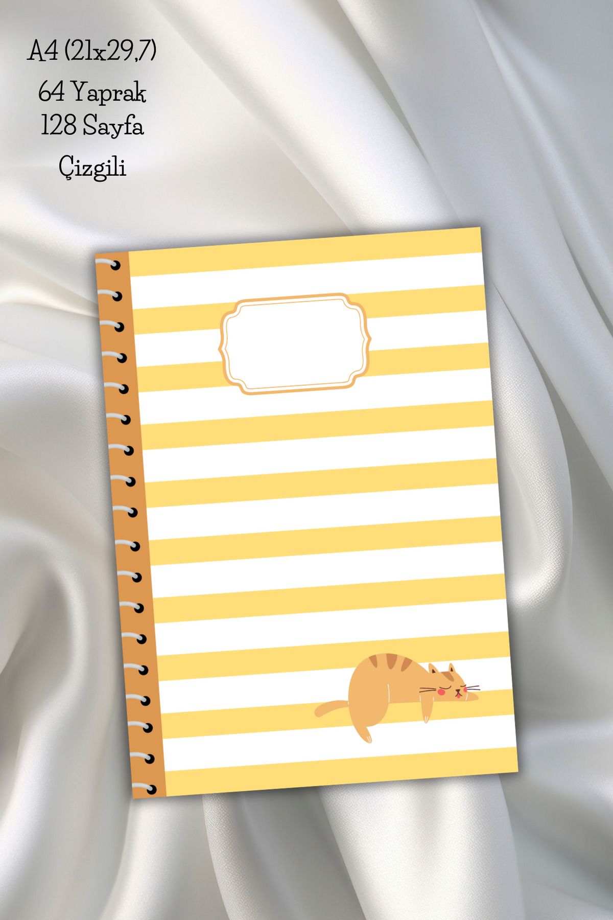 daily notebook-دفتر ملاحظات مدرسي مقاس A4 أصفر مخطط - 64 ورقة (21x29,7 سم) 1