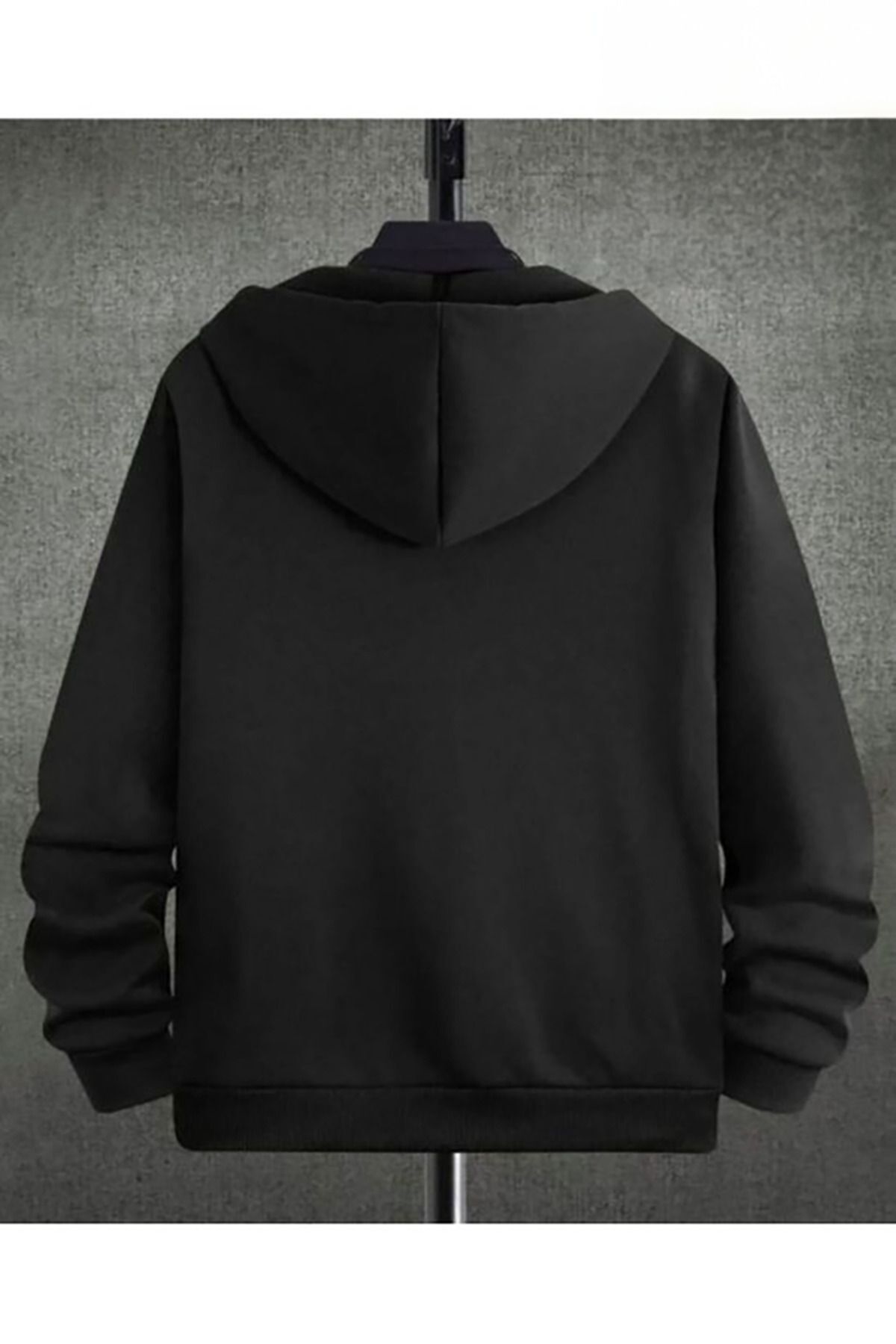 MODARİCH Believe Yourself Hırka - Siyah Baskılı Kışlık Oversize Kapüşonlu Fermuarlı Cep Detaylı Hırka görsel 2