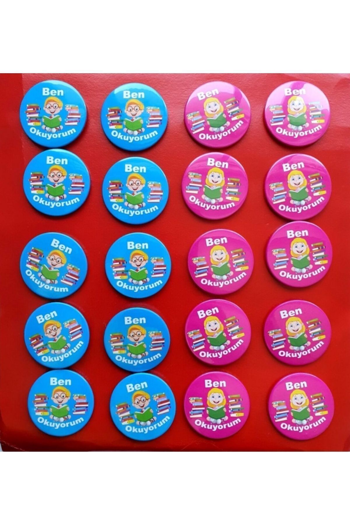 kelebektasarım Ben Okuyorum Iğneli Rozet 40 lı Paket