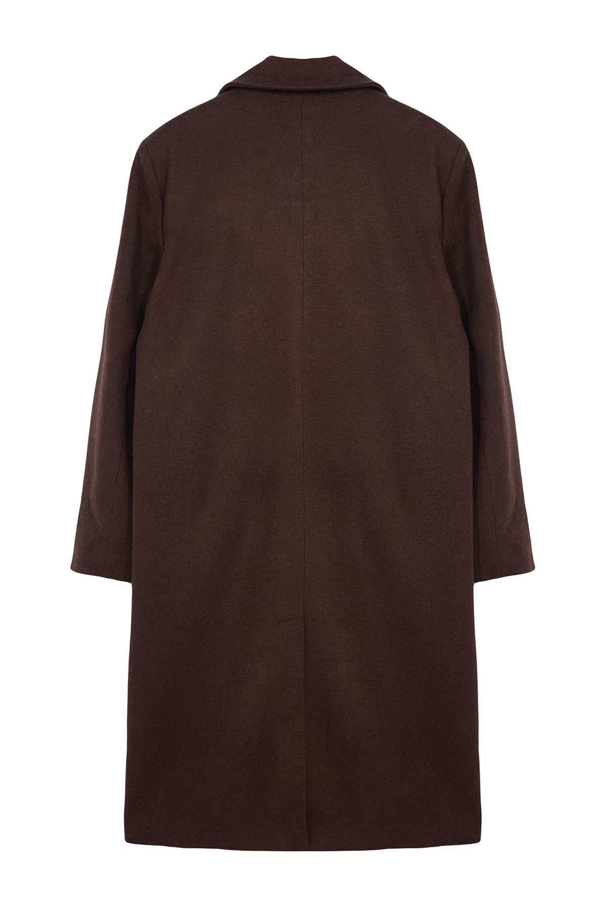 Trendyol Collection-Langer brauner zweireihiger Stamp-Wintermantel - Loose Fit TMNAW23KB00003 8