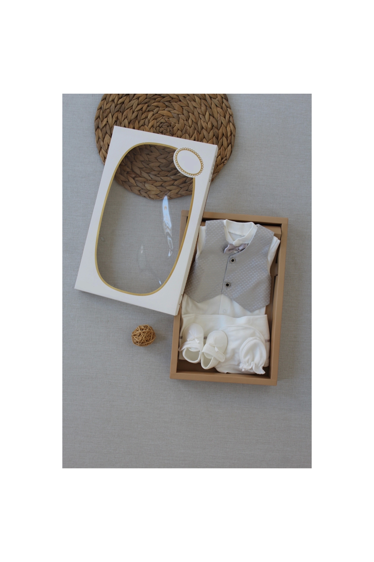 0-6 Months Vest Bow Tie Tuxedo Baby Boy Gift, Mawlid, Circumcision Cloak 5 Piece Suit