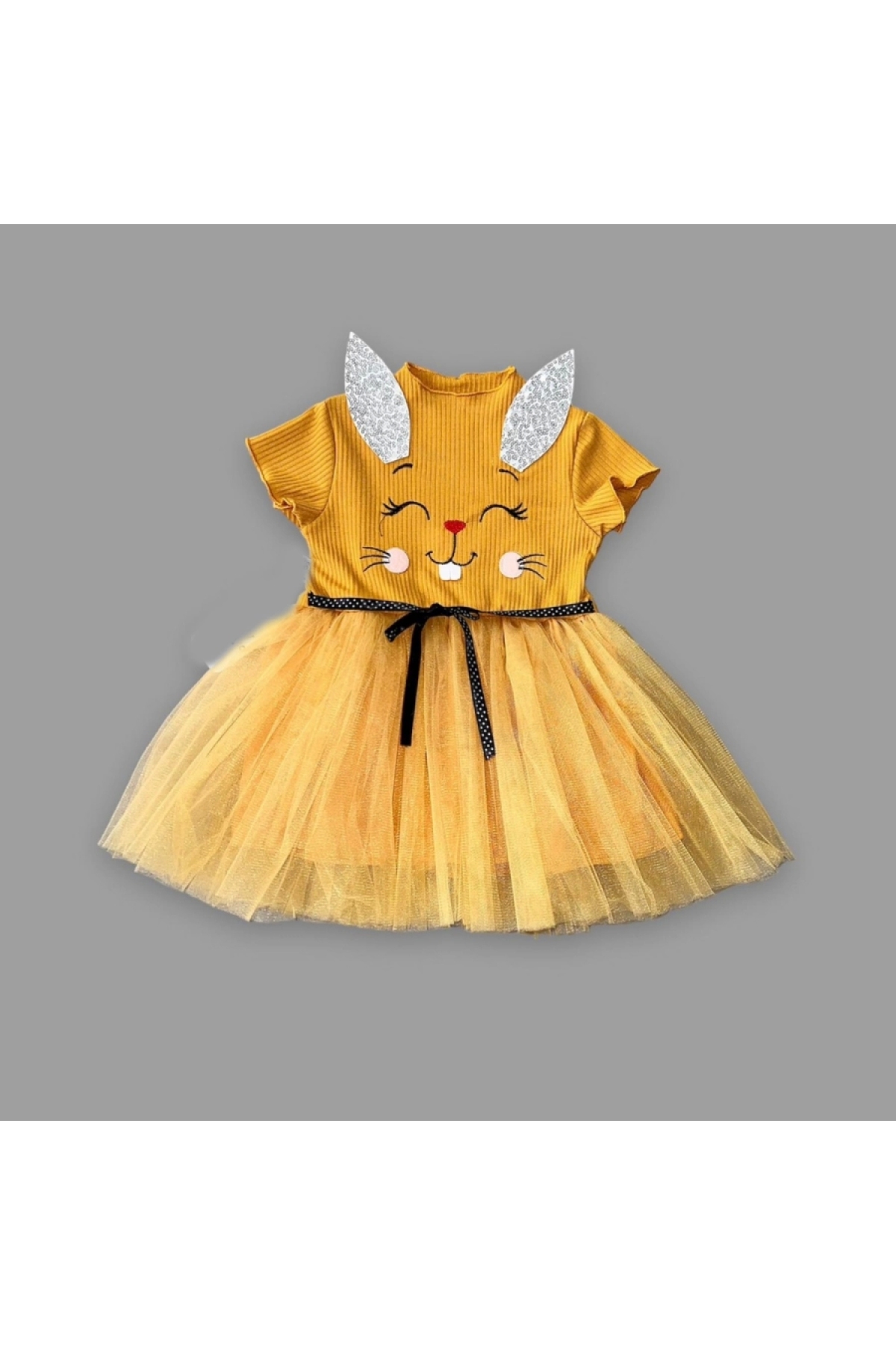 1-2-3 Years Old Sequined Ear Rabbit Printed Baby Girl Dress