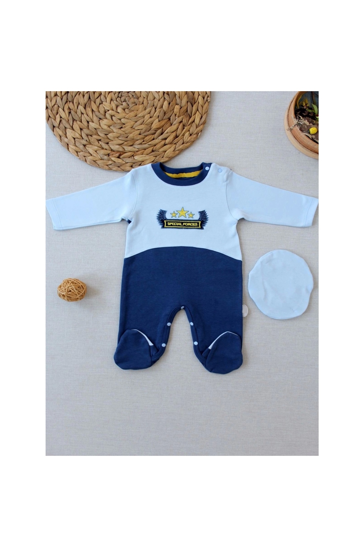 3-6 9-12 12-18 Months Special Forces Embroidered Beret Hat Baby Girl and Boy Overalls