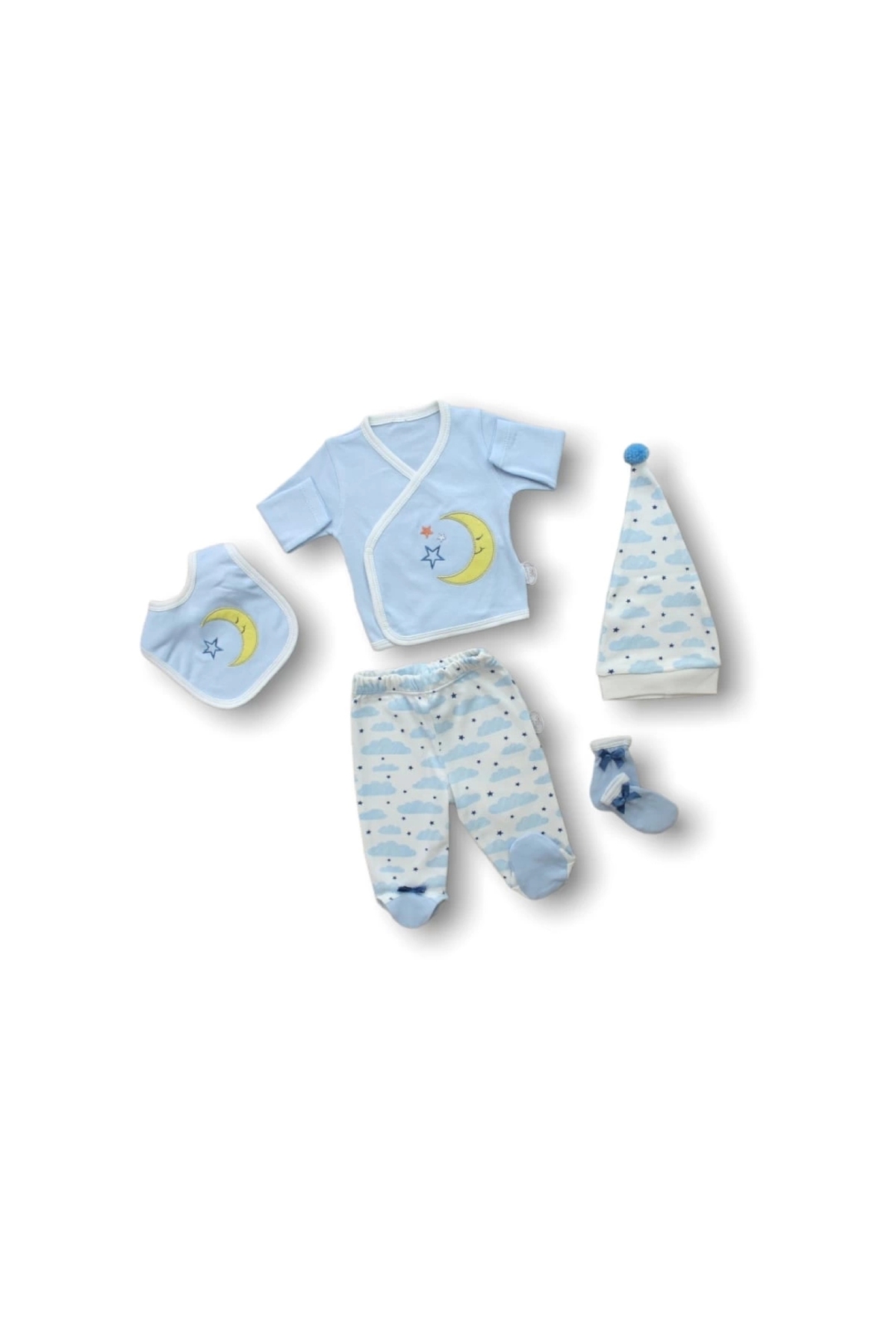 Ay Dedem Embroidered 100% Cotton Antibacterial 5-Piece Bodysuit Set Hospital Exit