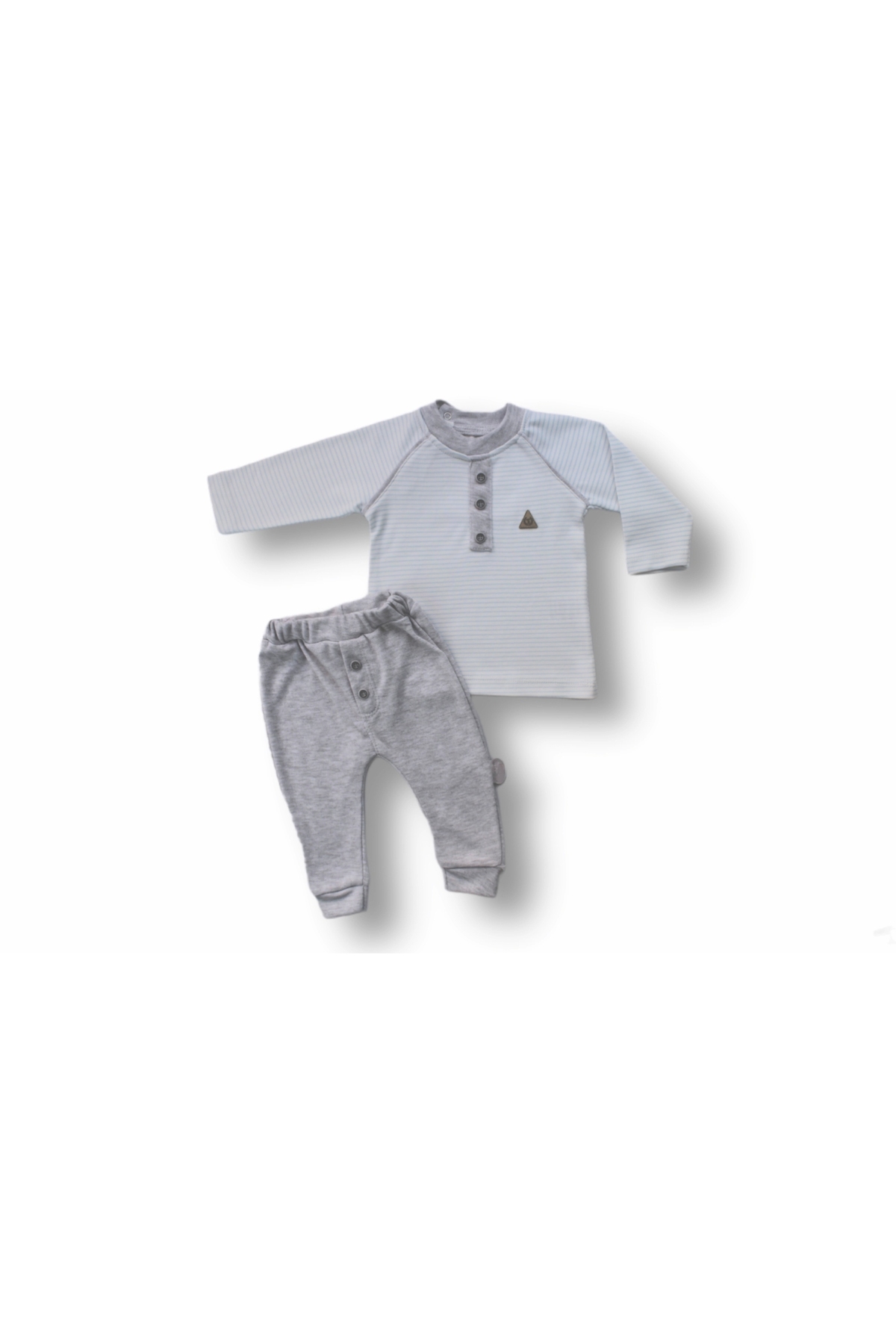 3-6 6-9 9-12 Months Melange Long Sleeve Sweat 2 Piece Baby Boy Set