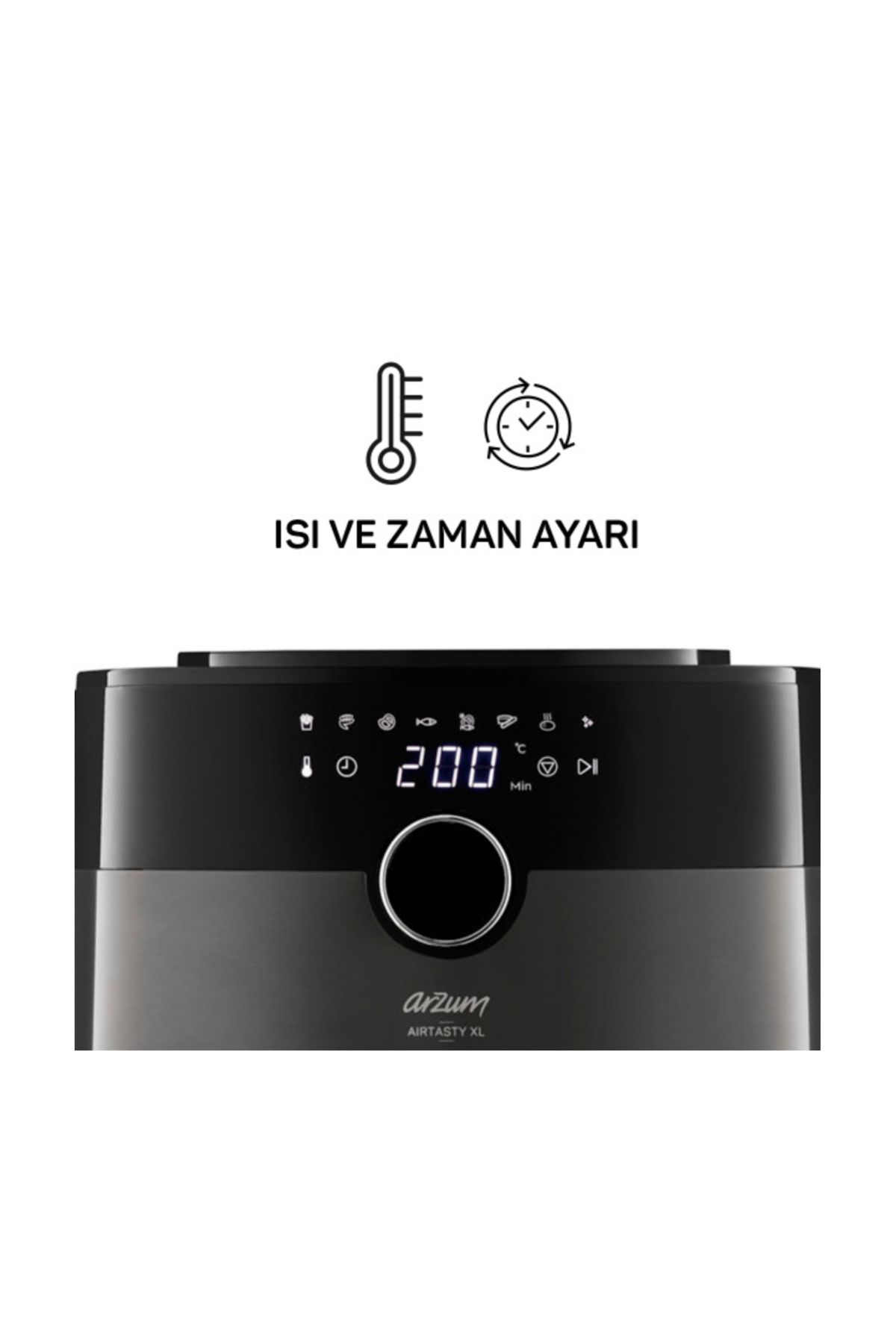 Arzum Siyah   Airtasty  siyah XL Air Fryer Sıcak Hava Fritözü 8 Program