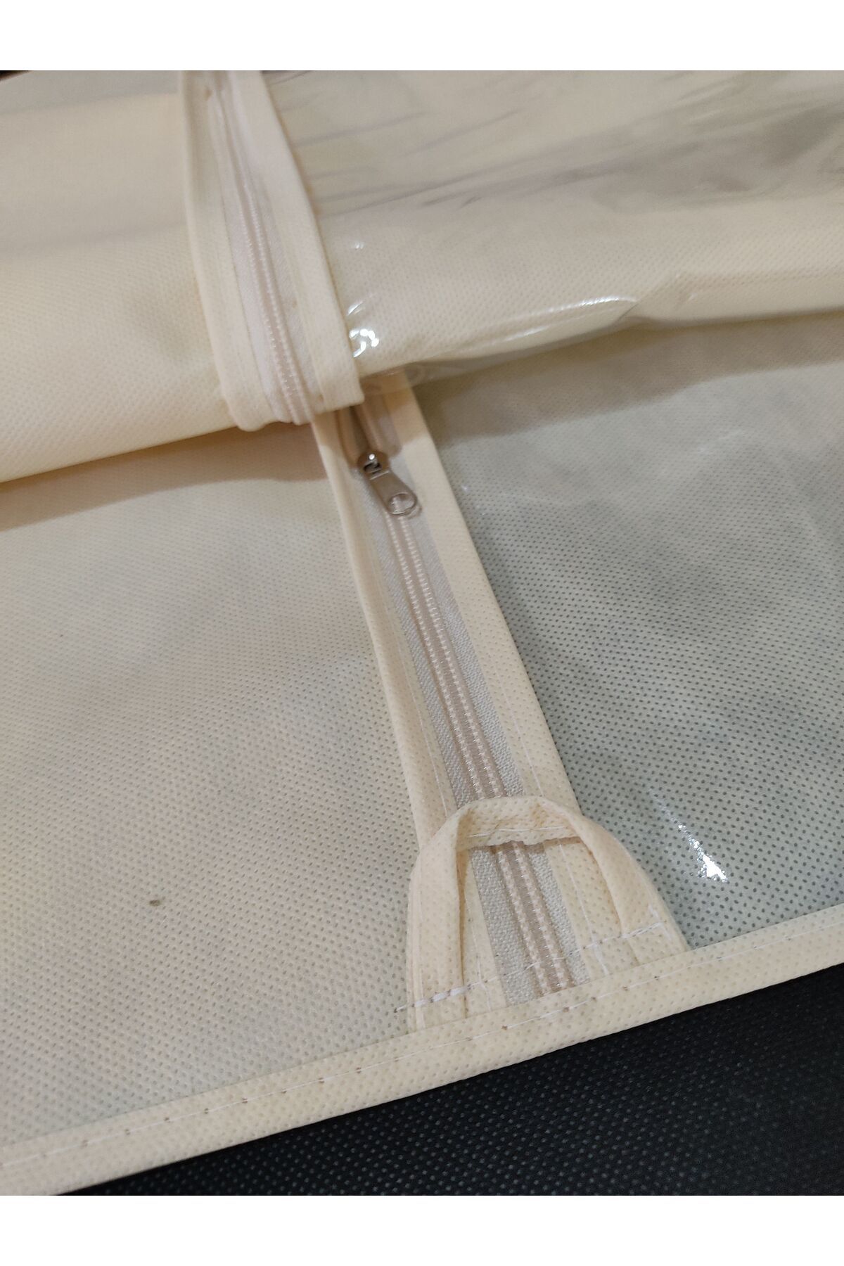 Takım Elbise Kılıfı, Elbise Koruyucu Hurç, Gamboç, 64*100 Cm, Pvc Şeffaf, Krem Renk