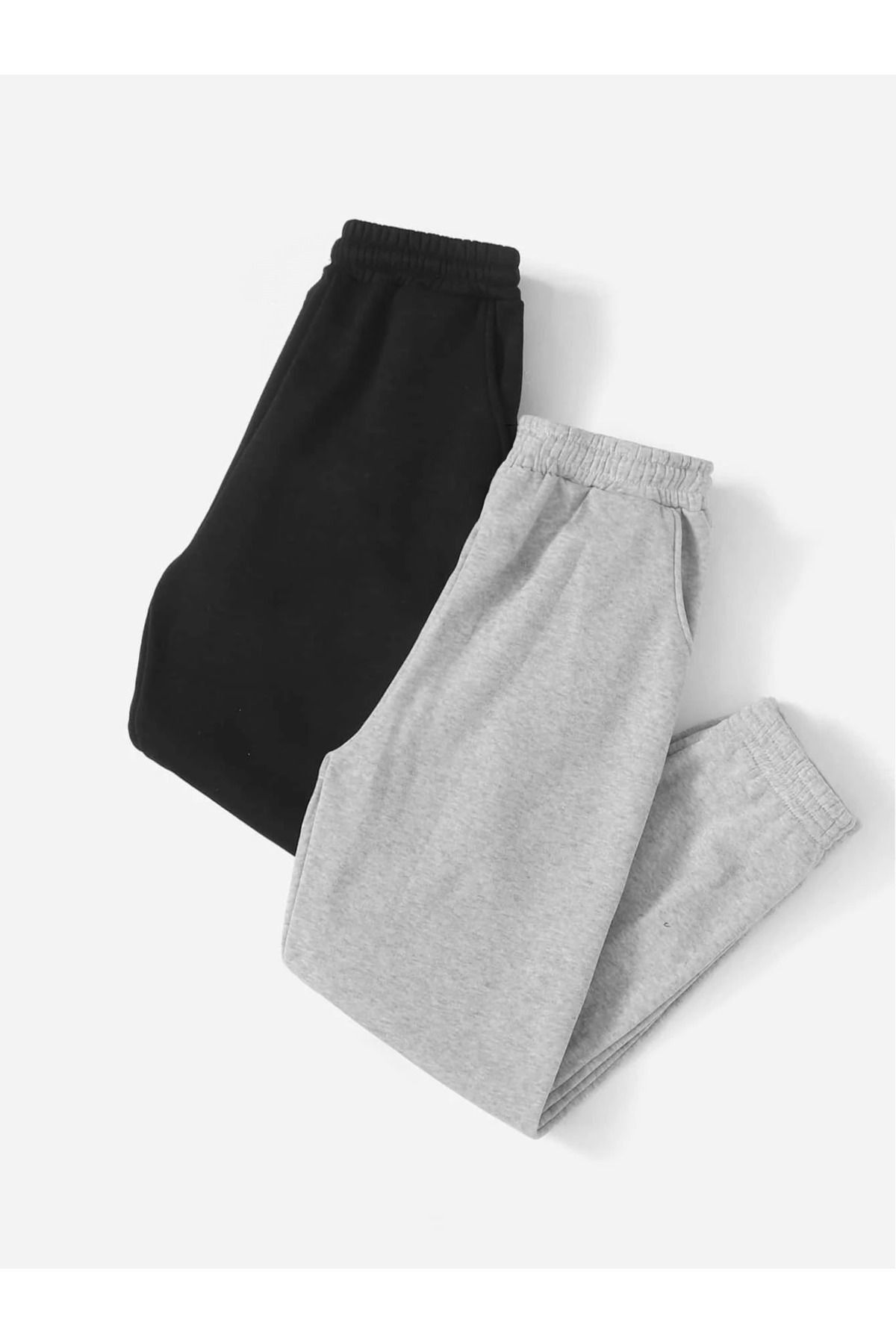 Mythologie-2-Pece Jogger Sweatpants - Μαύρο και γκρι λαστιχένιο πόδι ψηλόμεσο καλοκαίρι 3