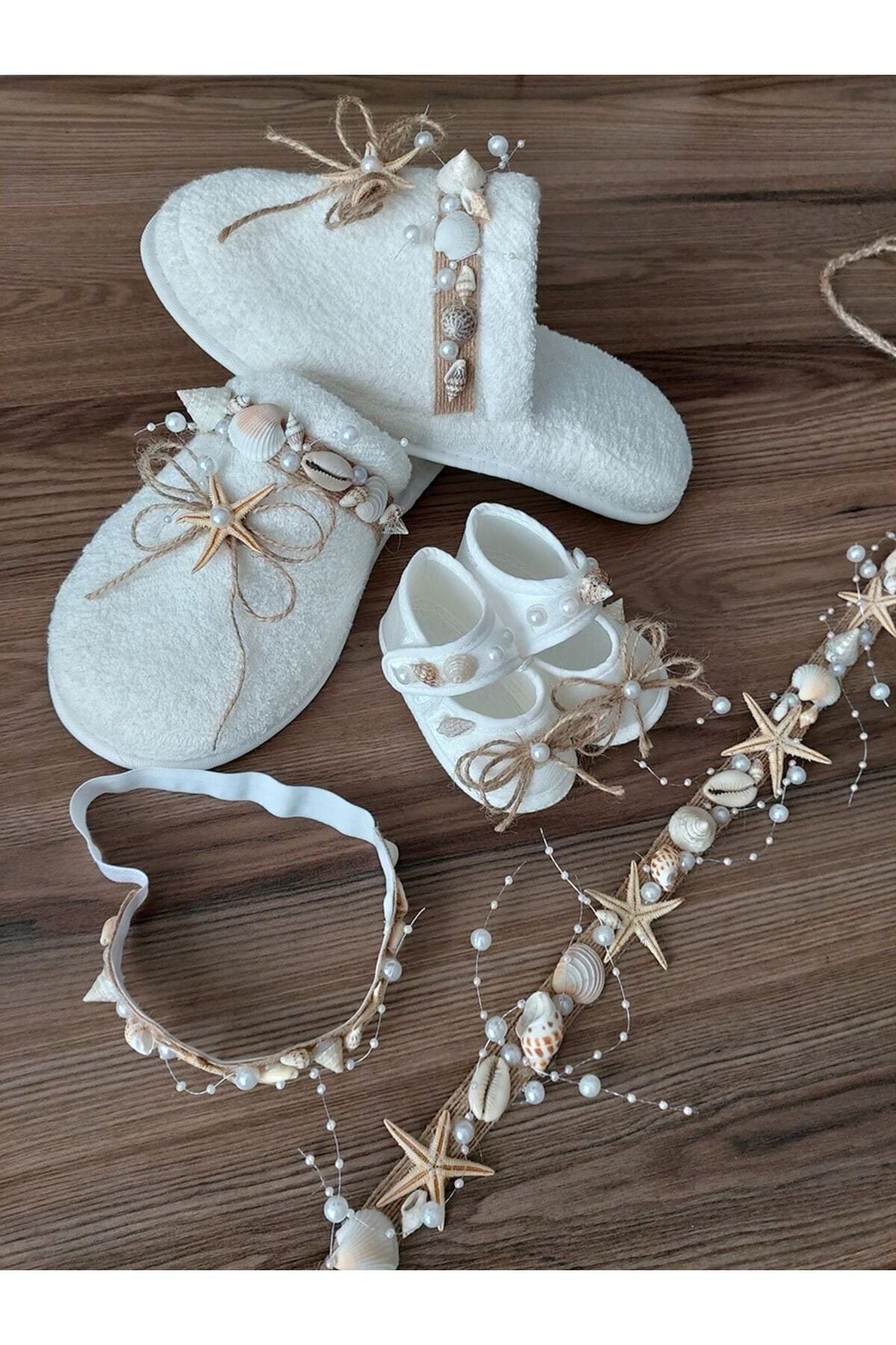 htk butik Anne Bebek Seti Lohusa Seti Lohusa Terlik Lohusa Tacı Bebek Tacı fotoğrafı 3 (önizleme)