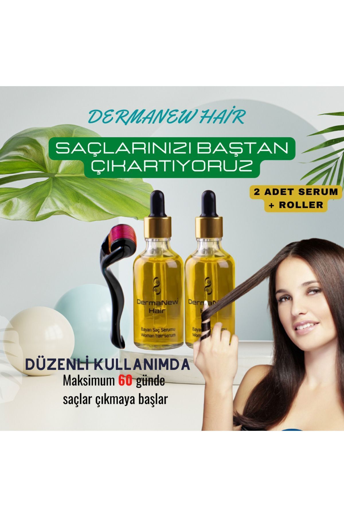 Kadınlara Özel Dermanew Saç Gürleştirici - Saç Losyonu - Saç Çikarıcı Serum / 2 Adet Serum Roller — TYC00195486169 — تصویر 8 از 8
