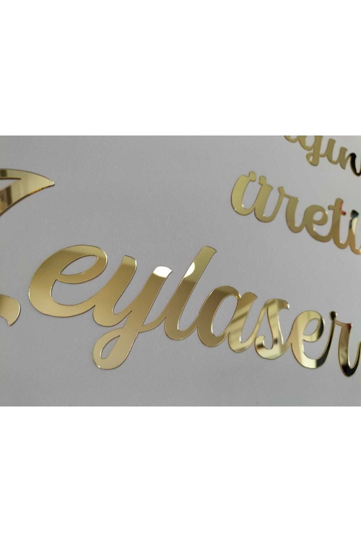 Kişiye Özel İsteğe Göre Aynalı Gold Pleksi Yazı, Kendinden Yapışkanlı Aynalı Altın Pleksi Duvar Yazısı, Ne yazılacağına Siz Karar Verin