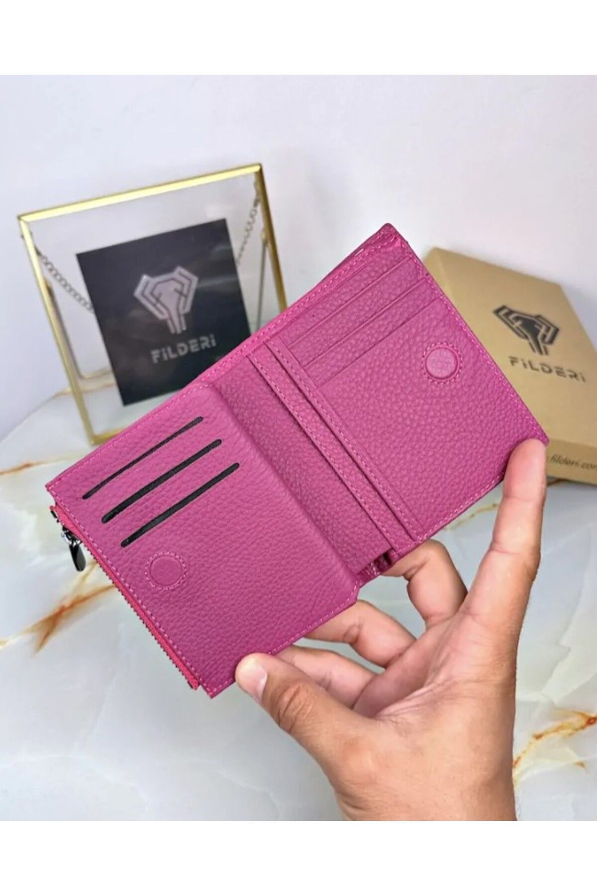 Fil Deri Wallet Pink Plain Trendyol