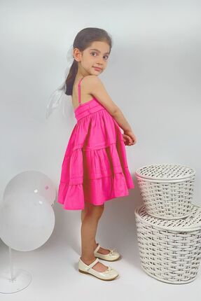 MatisseKids Mila Askılı Pembe Elbise