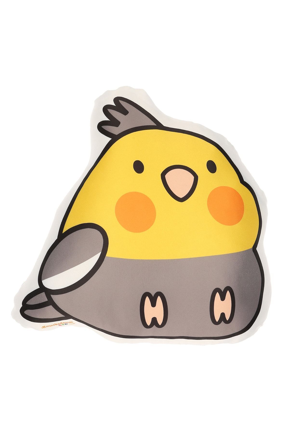 Kuşarkadaşım Sultan Papağanı 3 Boyutlu Yastık Kuşlu Hediye Sarı-koyu Gri