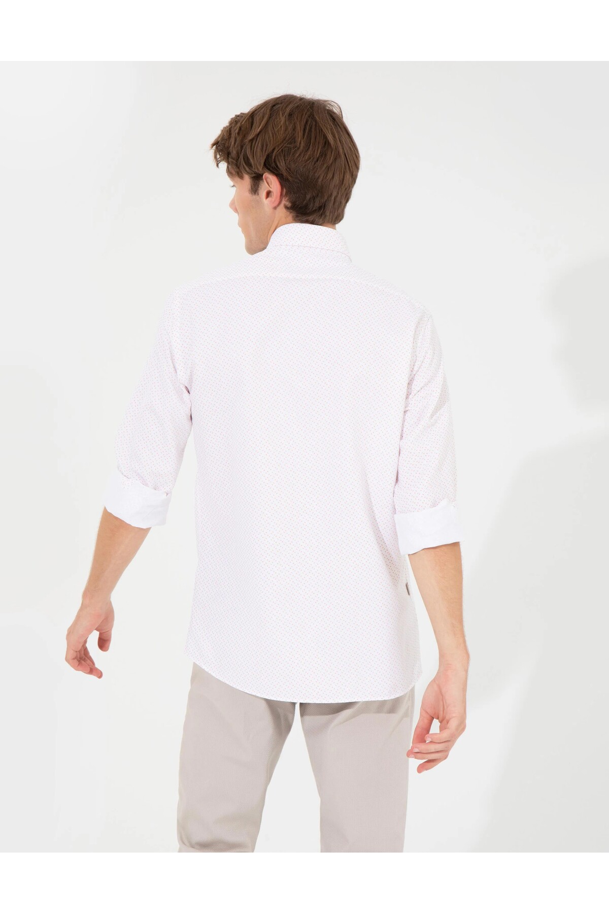 پیراهن مردانه نارنجی پیرکاردین | G021SZ004.000.1369596.VR051 اورجینال - تصویر 5