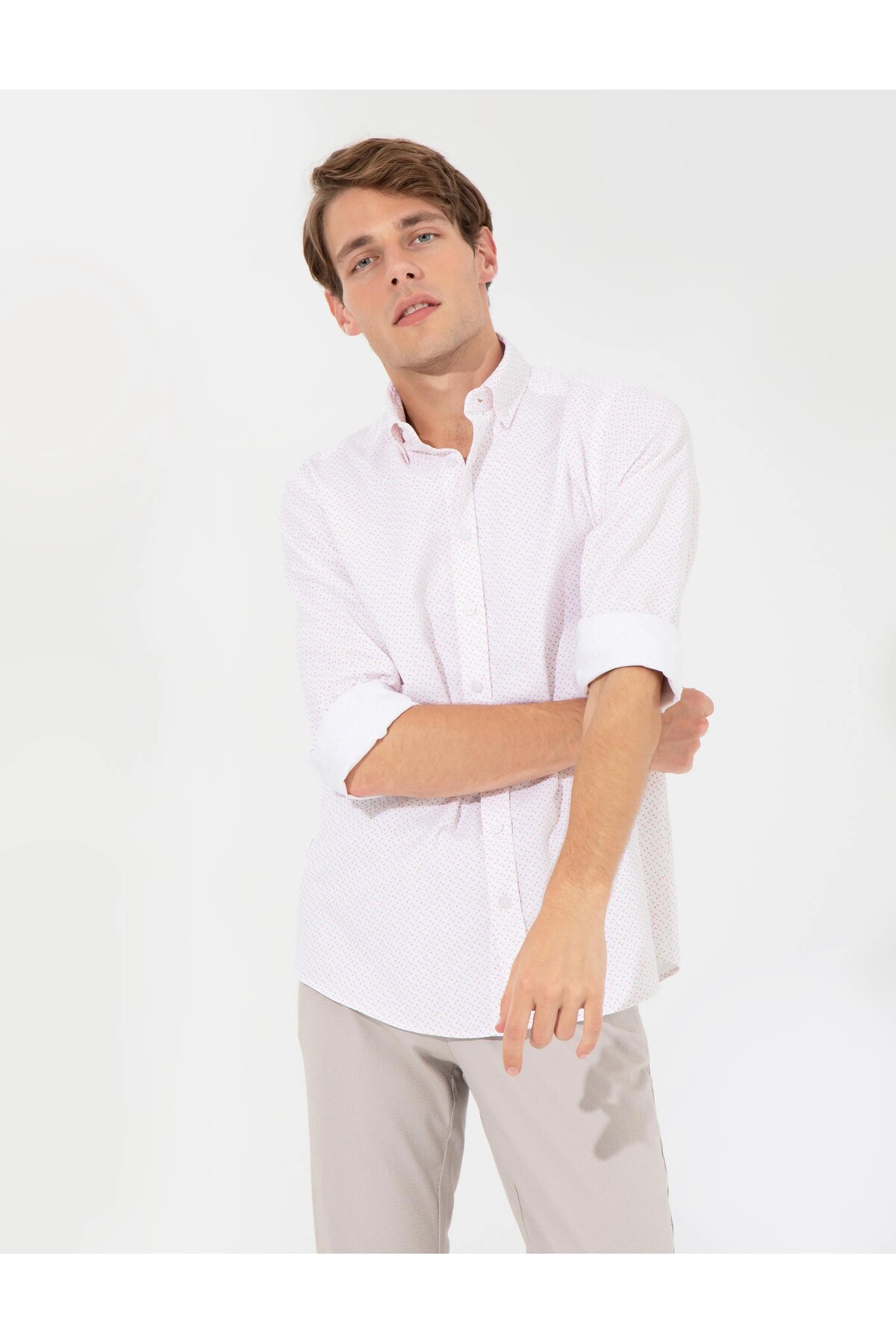 پیراهن مردانه نارنجی پیرکاردین | G021SZ004.000.1369596.VR051 اورجینال - تصویر 2