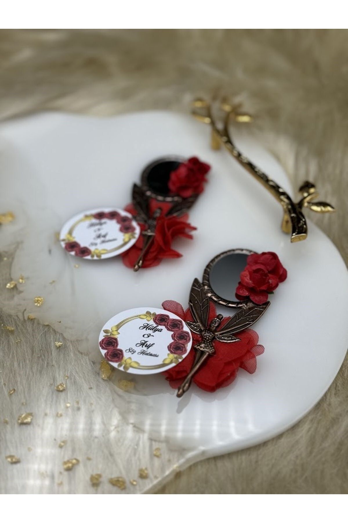 Mirabella Gift 10 Adet Melekli Mıknatıslı Ayna Söz Nişan Düğün Magneti Söz Hediyesi Nişan Hediyesi
