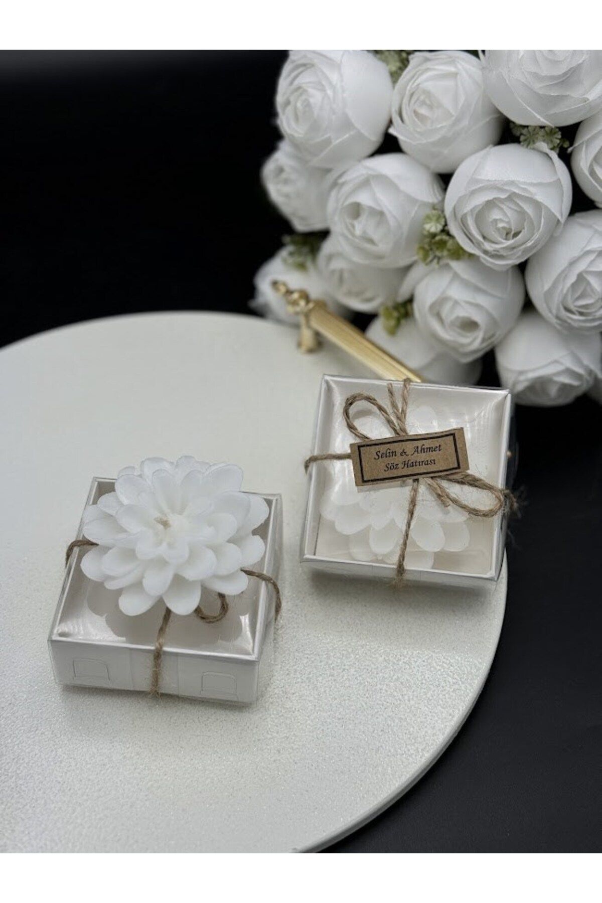 Mirabella Gift Kutulu Lotus Mum Söz, Nişan, Nikah, Mevlüt, Doğum Günü, Düğün, Yılbaşı Hediyelik – 10 Adet