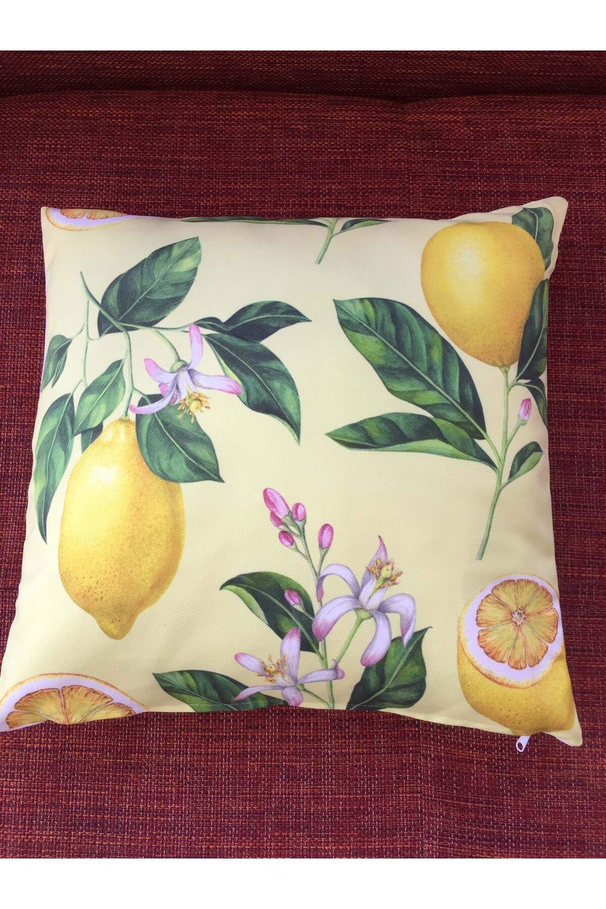Mora Örgü-Mora Knit Lemon Patterned Pillow 3