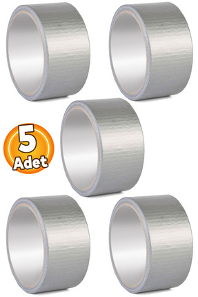 Badem10 (5 ADET) Gri Tamir İzolasyon Bandı 48 mm X 10 Metre Duct Tape Suya Da...