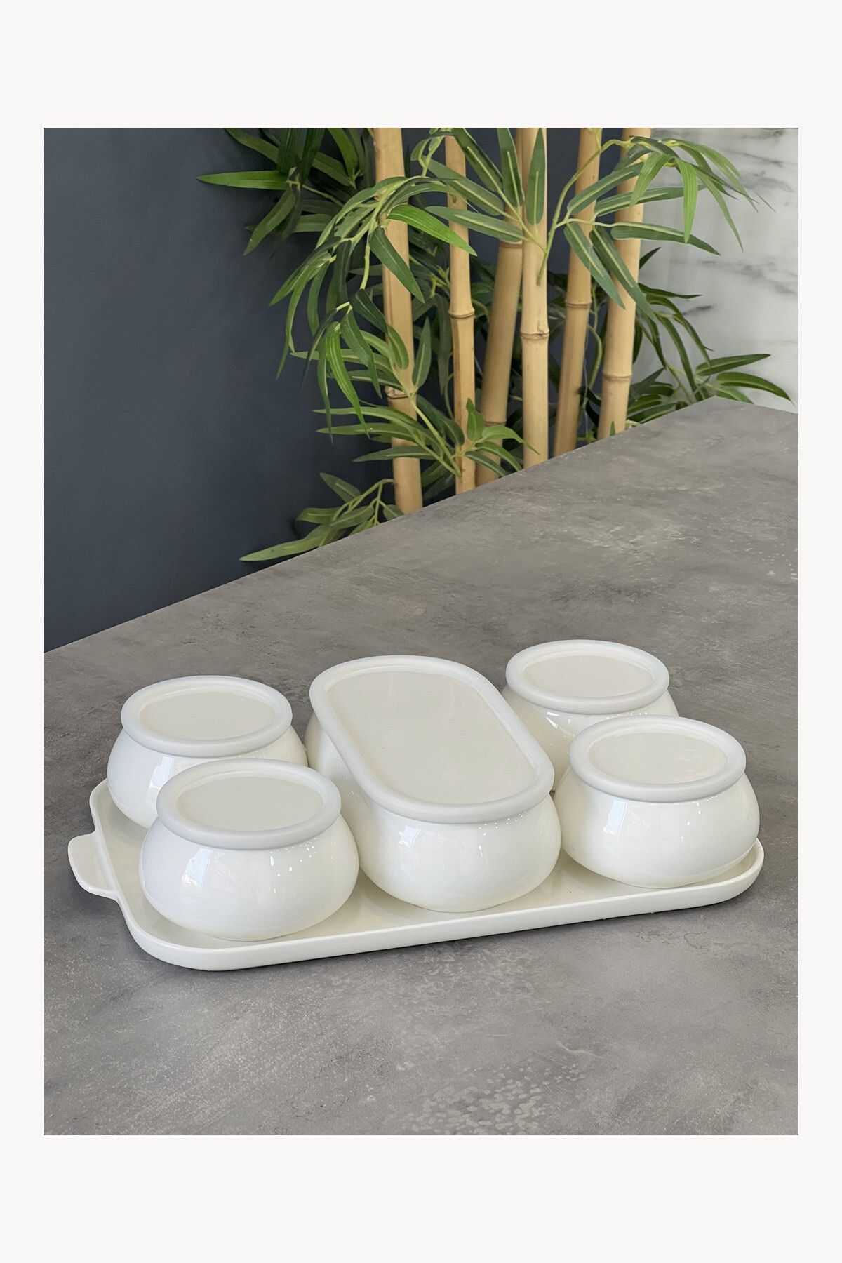 Nora Collection 6-Piece Porcelain Breakfast Set with Silicone Tray