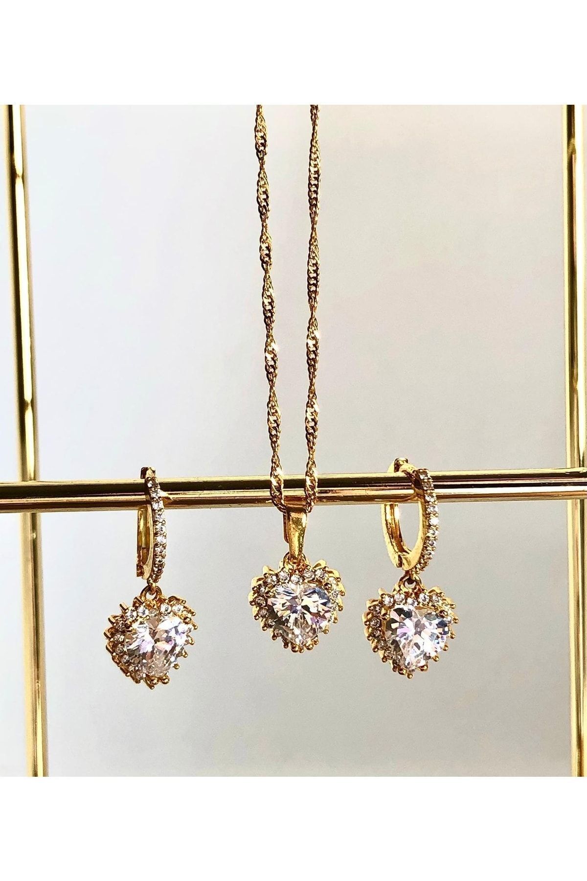 soiestore-White Zircon Heart Jewelry Set 4