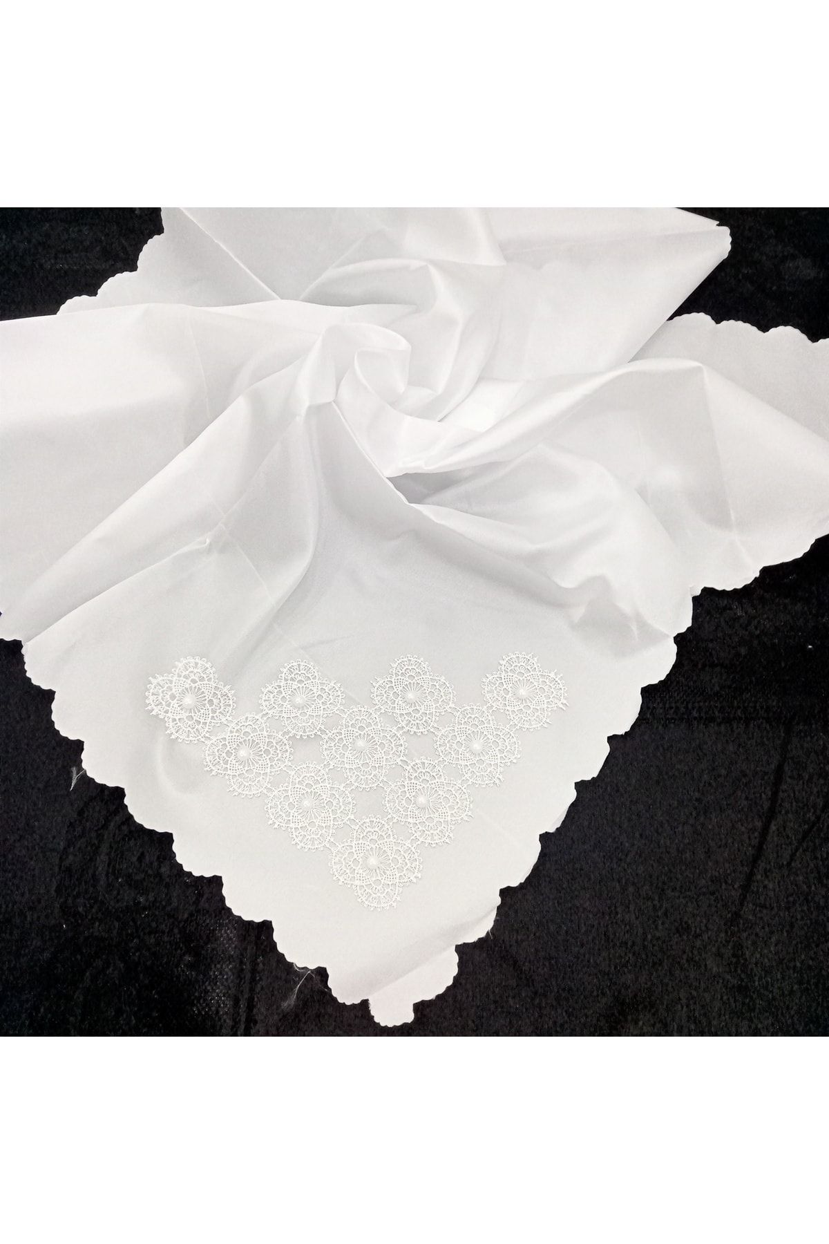 Dowry Pearl Lace Embroidered Satin Bundle White Lace Pearl Embroidered Dowry Bundle