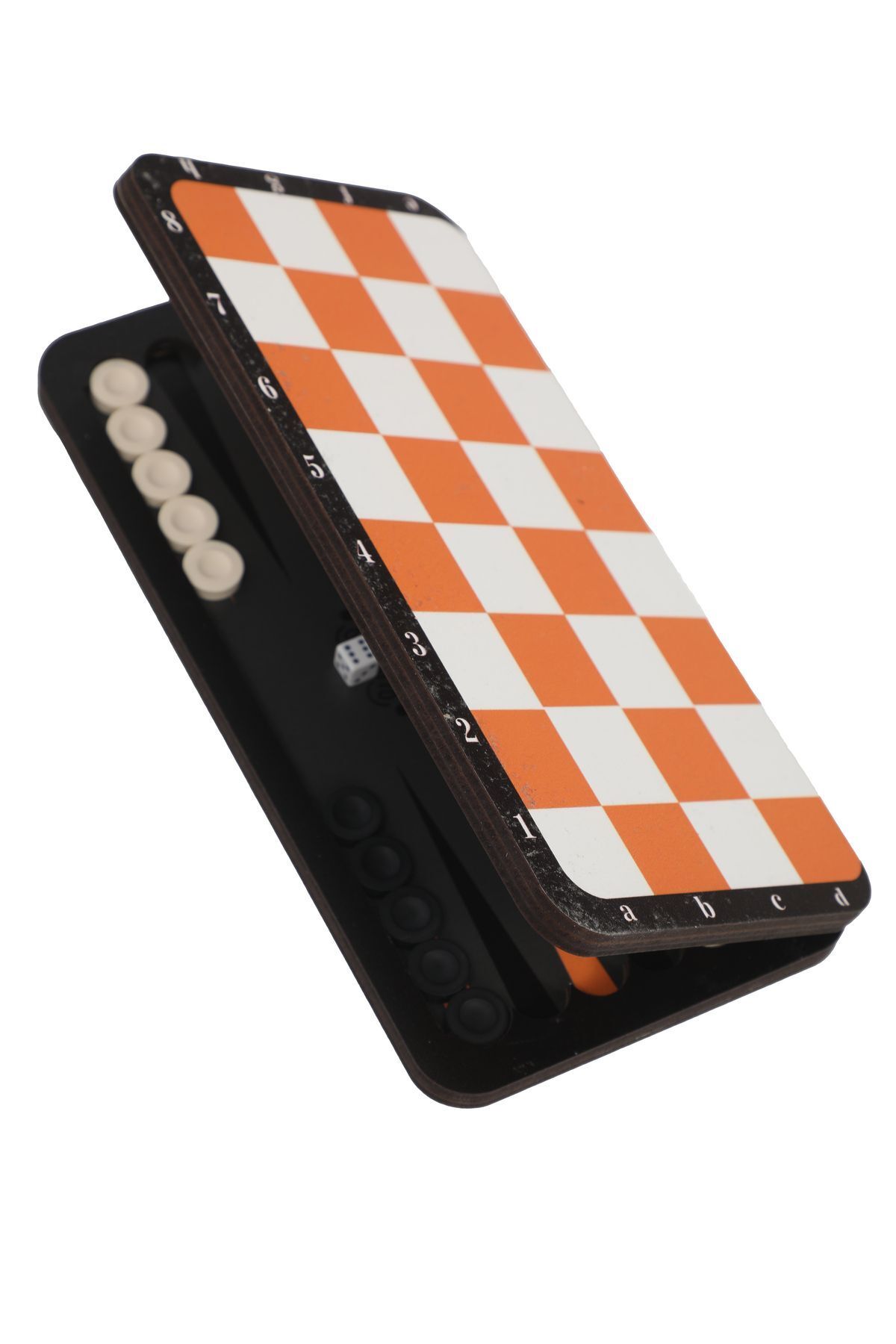 Uçandaire-Travel Mini Backgammon - 24x24 Custom Leather Case Pocket Backgammon and Chess Backgammon Chess 4