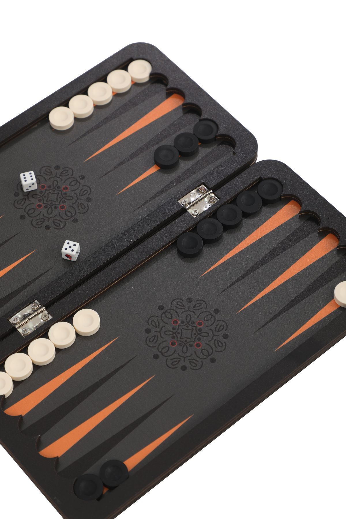 Uçandaire-Travel Mini Backgammon - 24x24 Custom Leather Case Pocket Backgammon and Chess Backgammon Chess 3