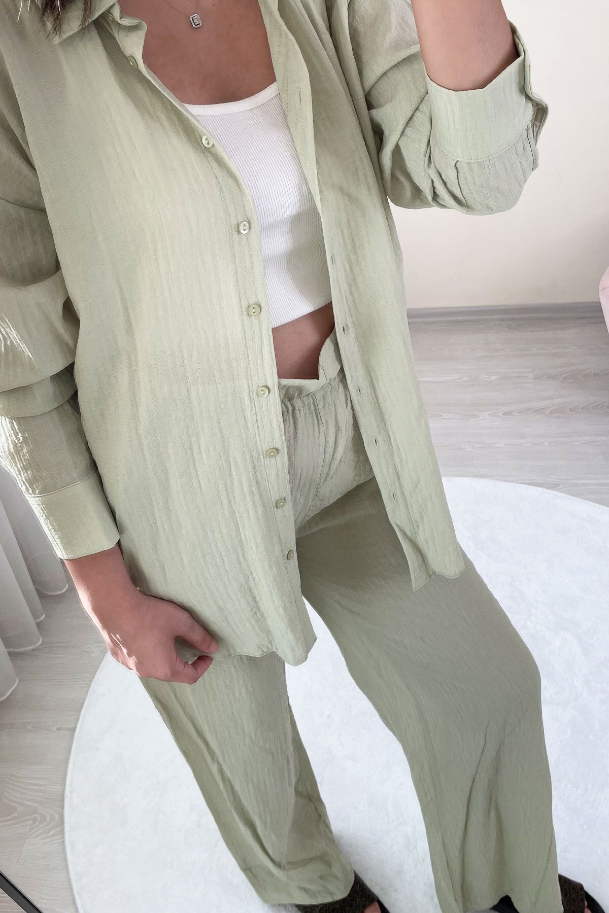 KAIZENCO-Mint Green Linen Suit Set 3