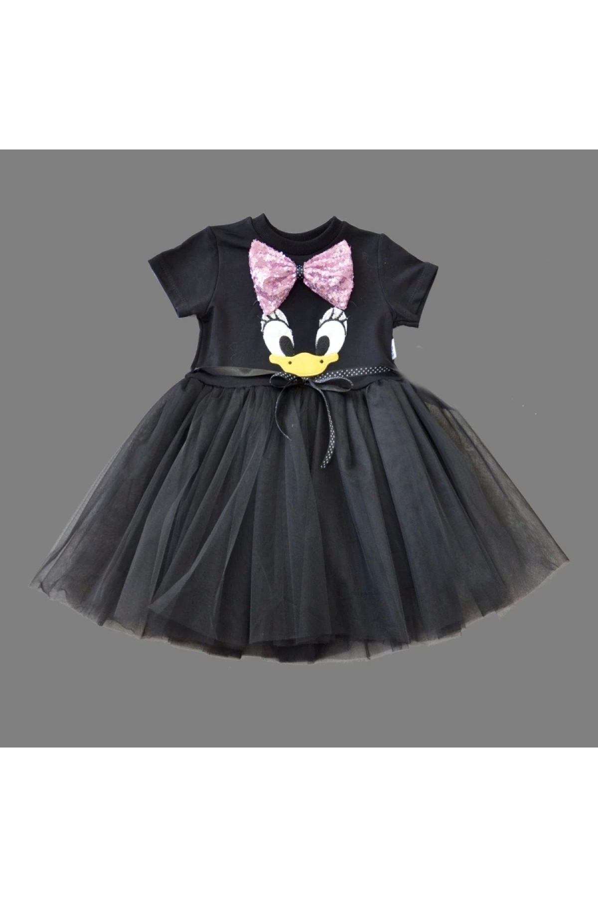 1-2-3 Years Old Sequin Bow Buckle Duck Embroidered Lined Baby Girl Tutu Dress