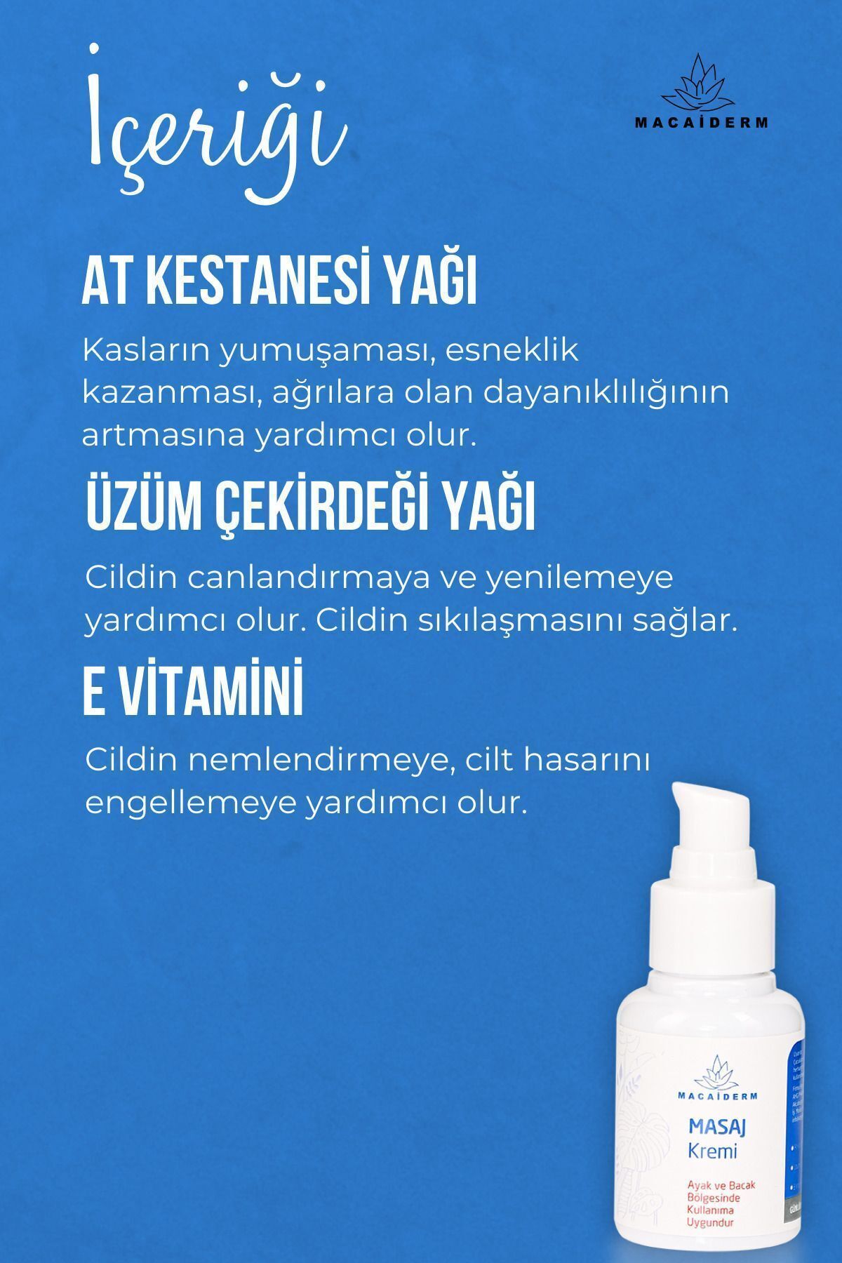 کرم ماساژ و درد و ماساژ با روغن شاه بلوط و هسته انگور 60 میلی لیتر Macaiderm