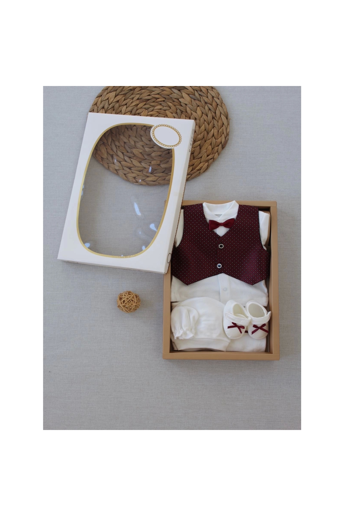 0-6 Months Vest Bow Tie Tuxedo Baby Boy Gift, Mawlid, Circumcision Cloak 5 Piece Suit