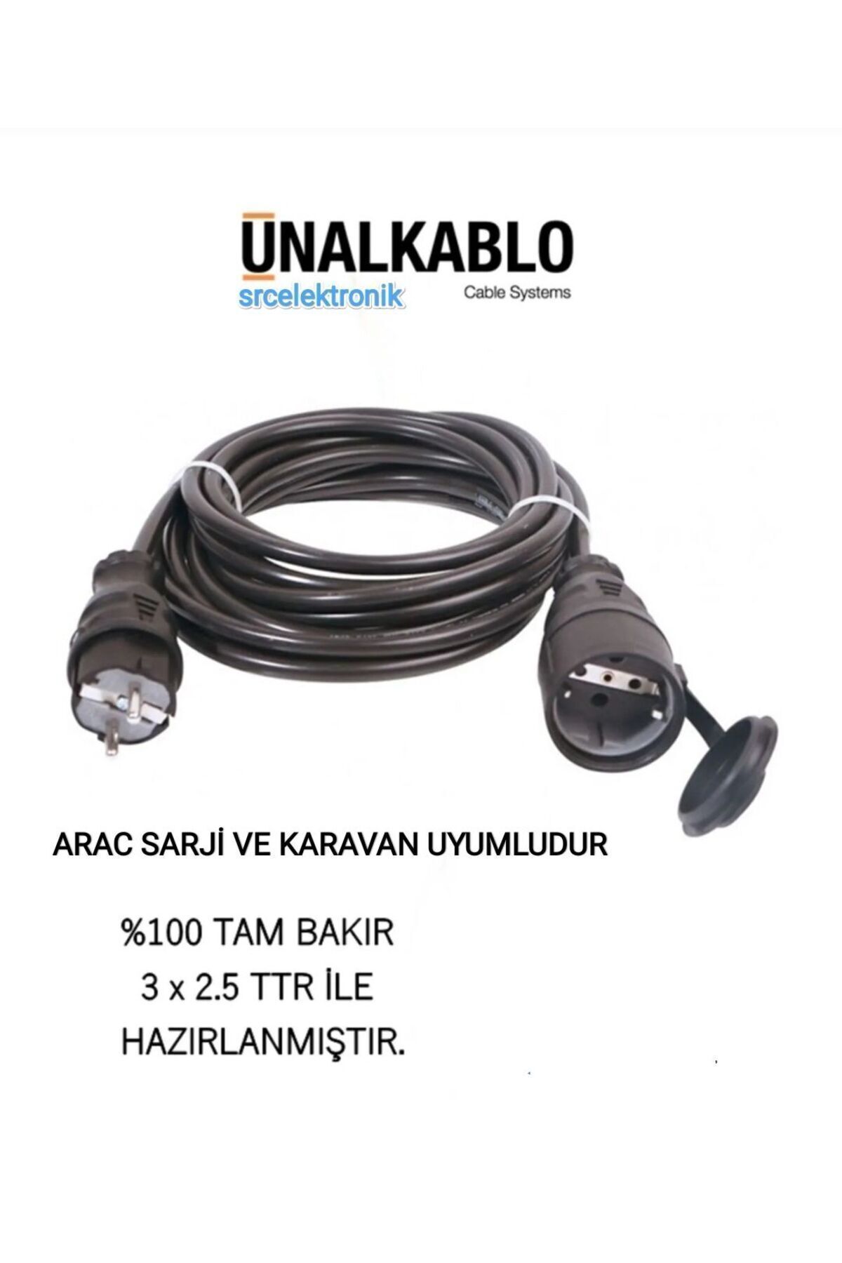 Cable 30 Meters 3x2.5 Full Copper (VEHICLE wrap and CARAVAN COMPATIBLE) Extension Mobile Cable
