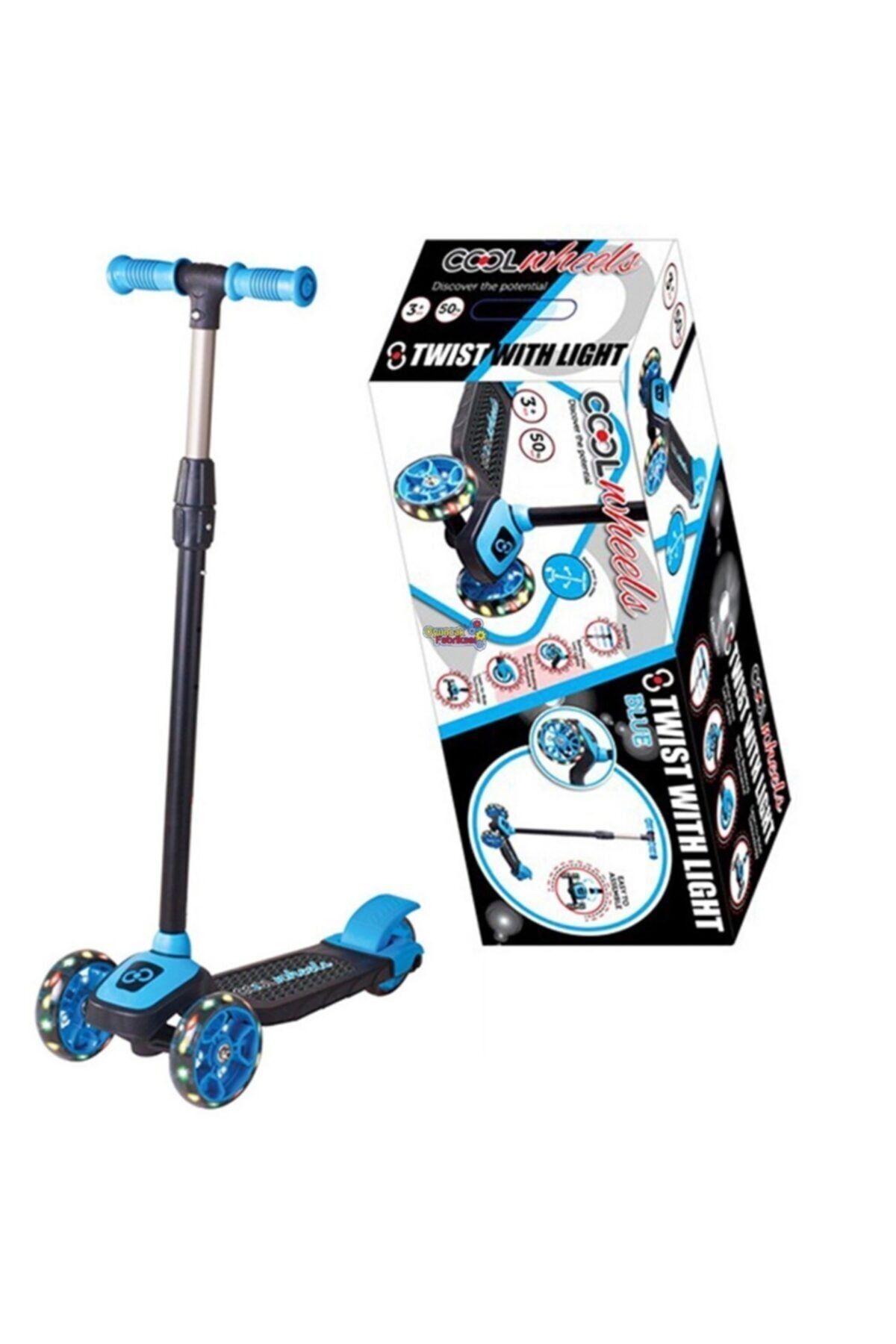 Furkan Toys Cool Wheels Twist Işıklı Scooter Mavi 3 Yaş Üstü Kask
