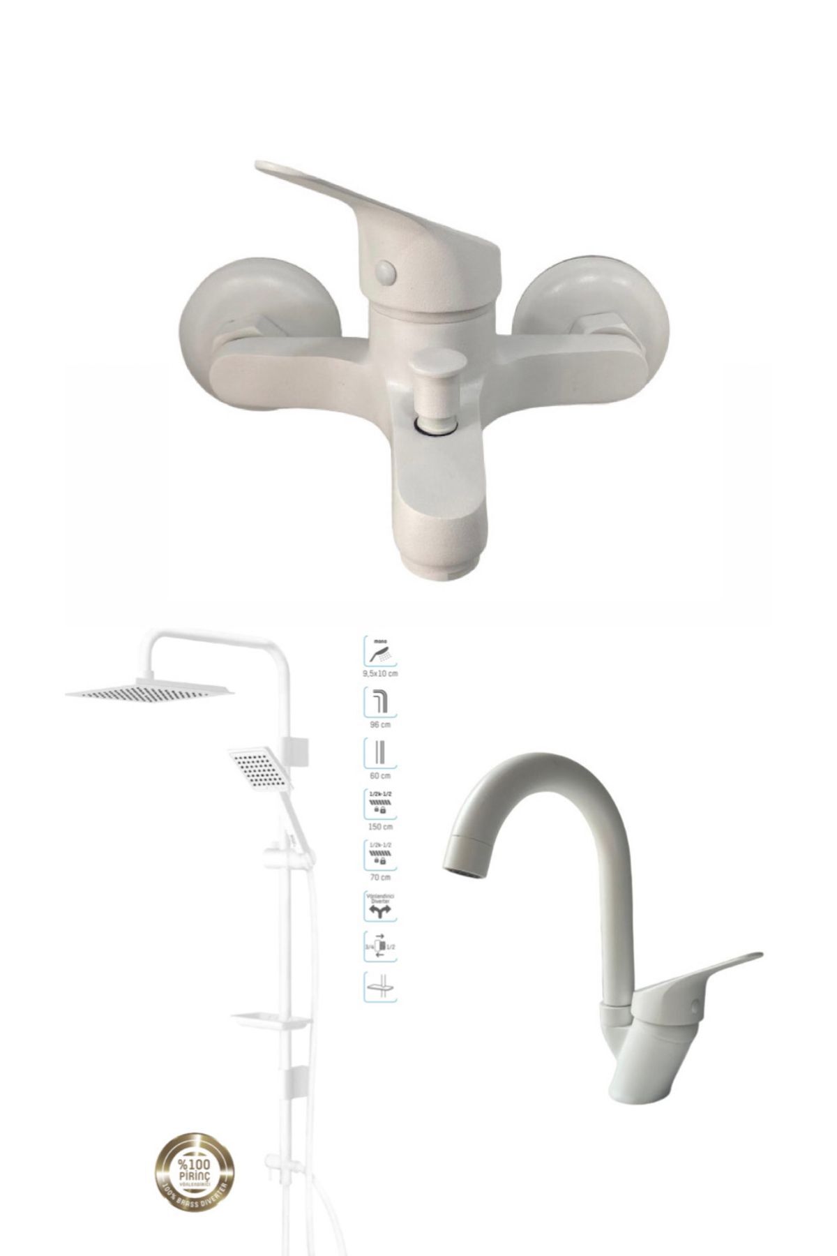 armour armatür Beyaz banyo batarya seti