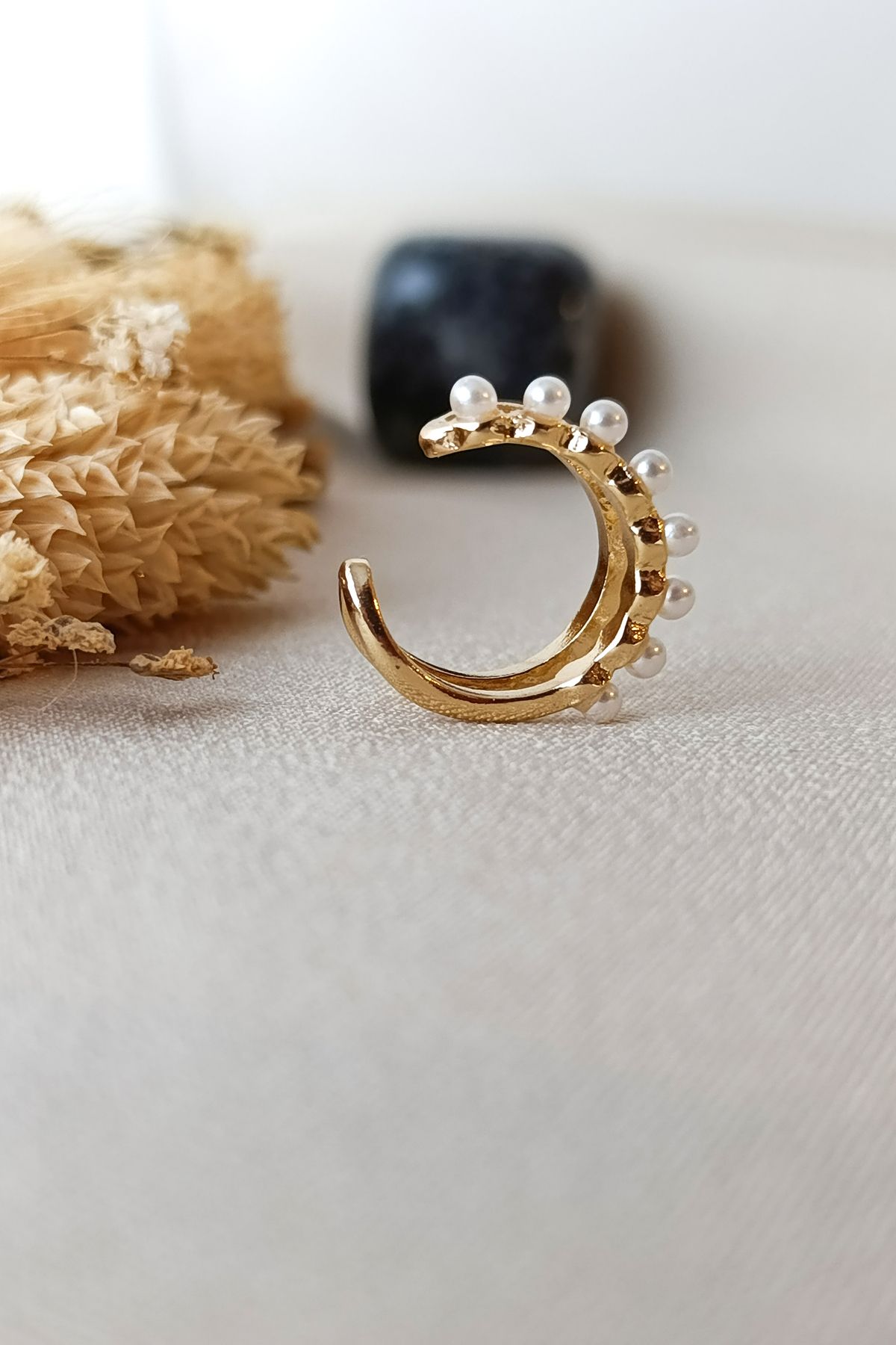 COSİTA-Double LooK pearl Row CartilaGe EarrinGS 4