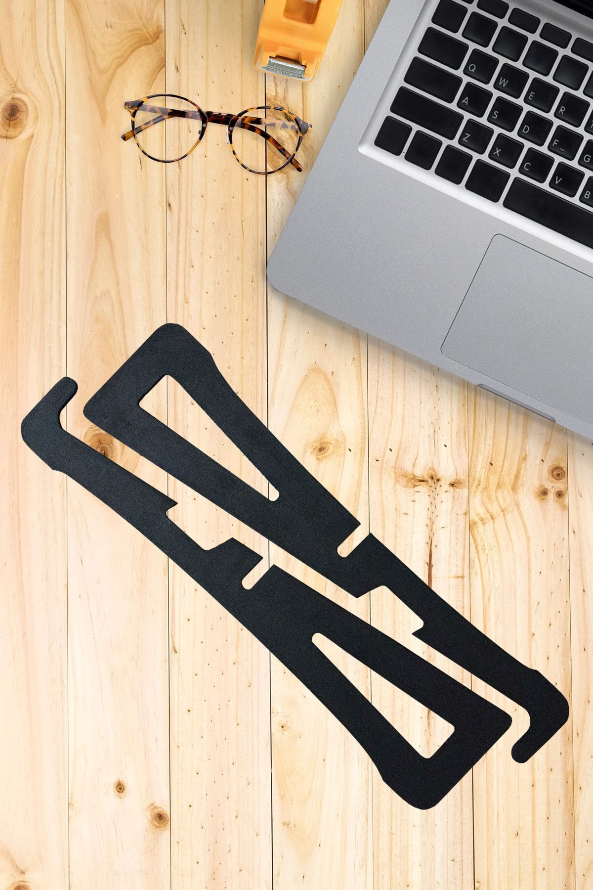 Taşınabilir Ahşap Laptop Standı Notebook Sehpası Telefon, Tablet Standı Siyah 3