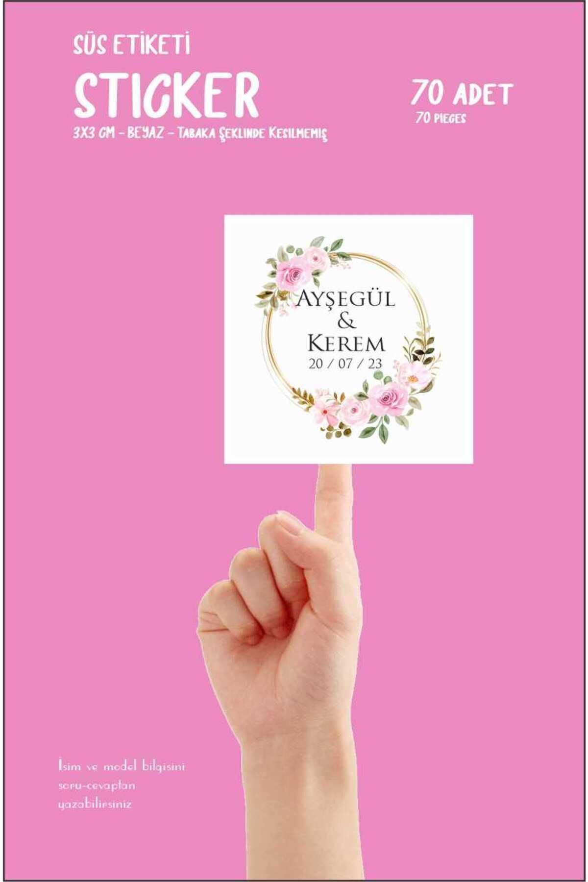 DicleXStore Nişan Düğün Söz Hediyelik Madlen Etiketi Kare 70 Adet 1 tabaka