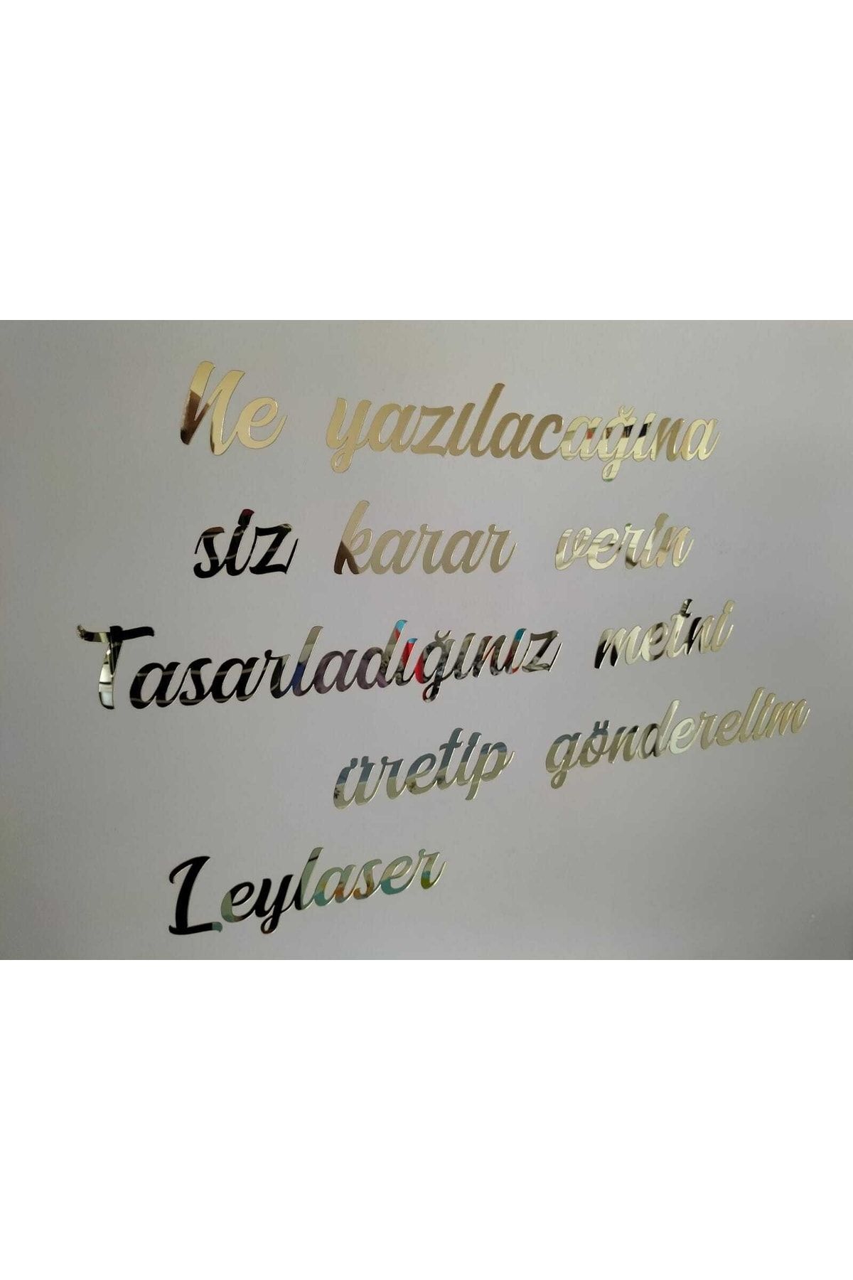 Kişiye Özel İsteğe Göre Aynalı Gold Pleksi Yazı, Kendinden Yapışkanlı Aynalı Altın Pleksi Duvar Yazısı, Ne yazılacağına Siz Karar Verin