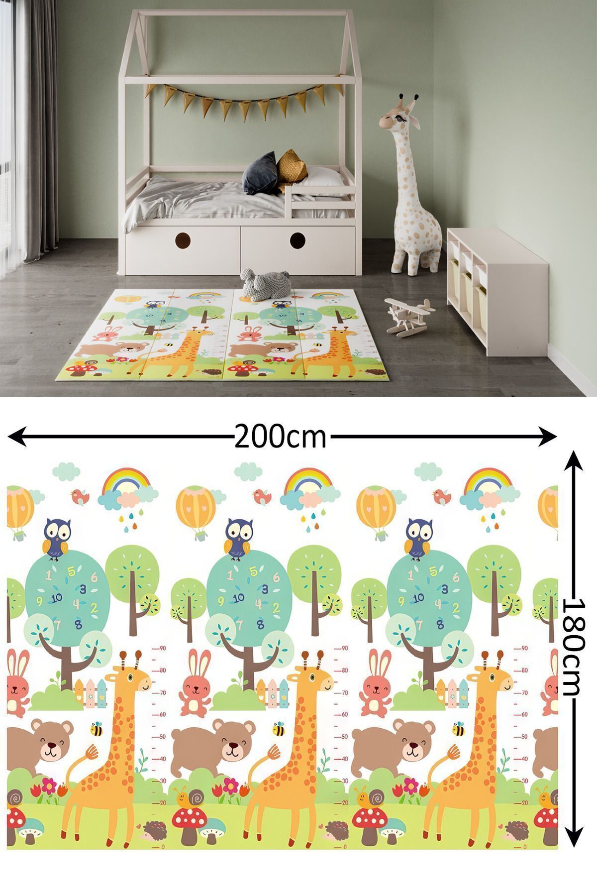 GLOBOMART Sky Balloons Katlanabilir Çift Taraflı Oyun Matı-Oyun Halısı 180x200x0.8 Cm (TAŞIMA ÇANTALI) fotoğrafı 4 (önizleme)